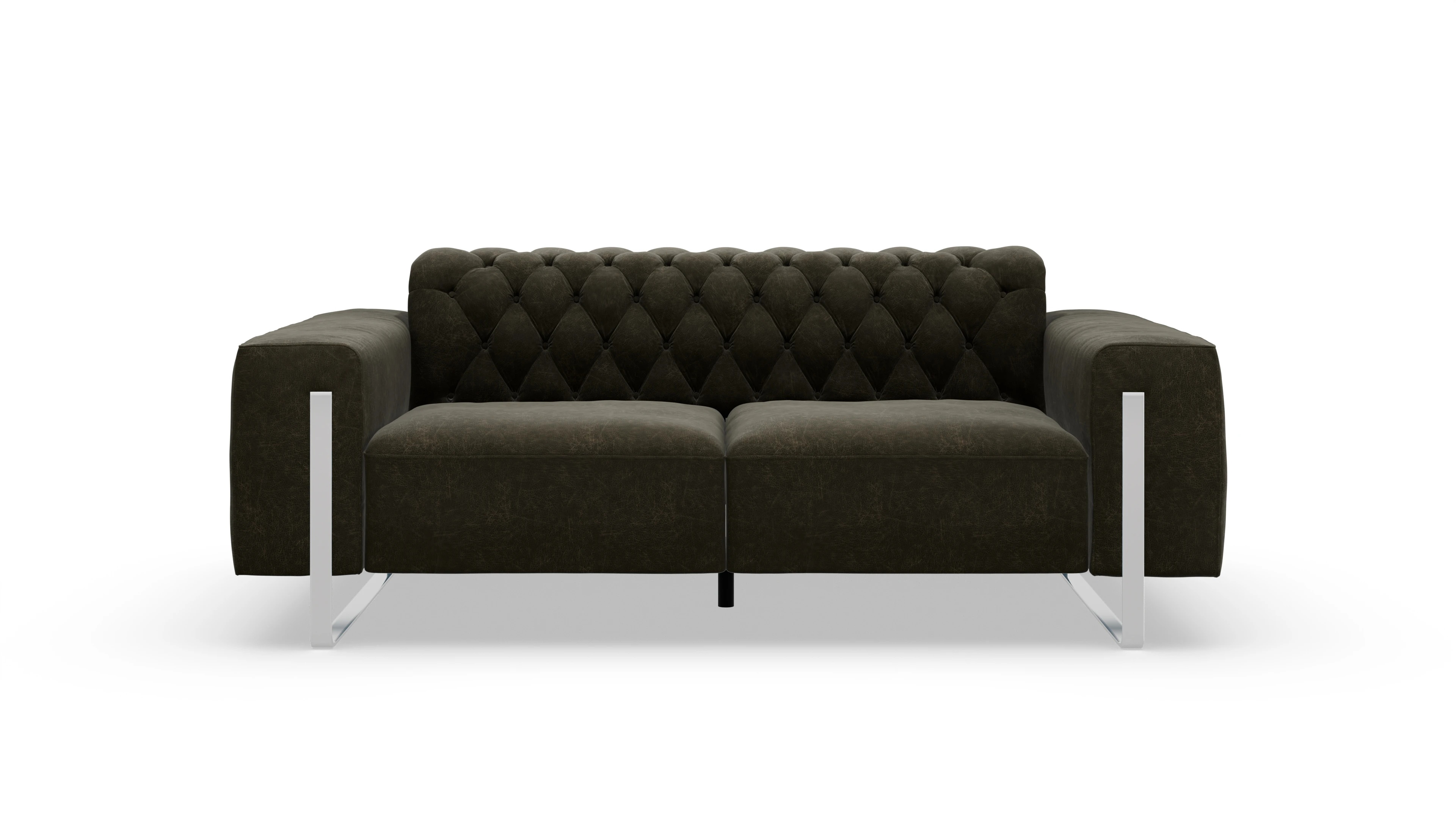 Designer-Sofa Nox Ansicht des Produktes Nox 2-Sitzer in Leder grün