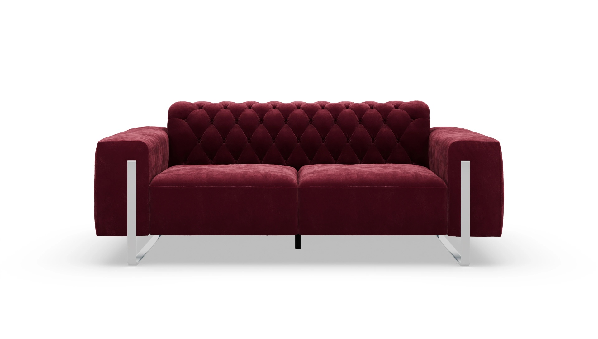 Designer-Sofa Nox in Samt Ansicht des Produktes Nox 2-Sitzer in Samt rot