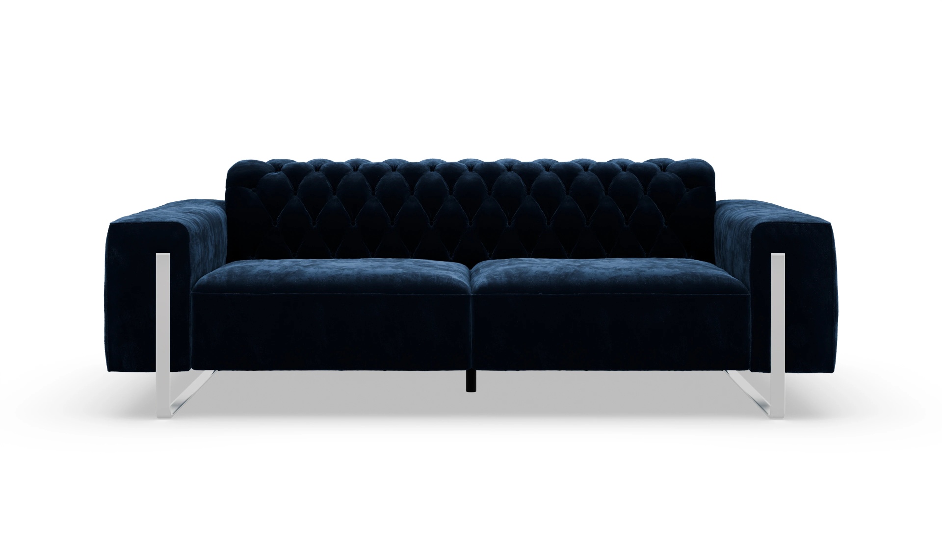 Designer-Sofa Nox in Samt Ansicht des Produktes Nox 3-Sitzer in Samt blau