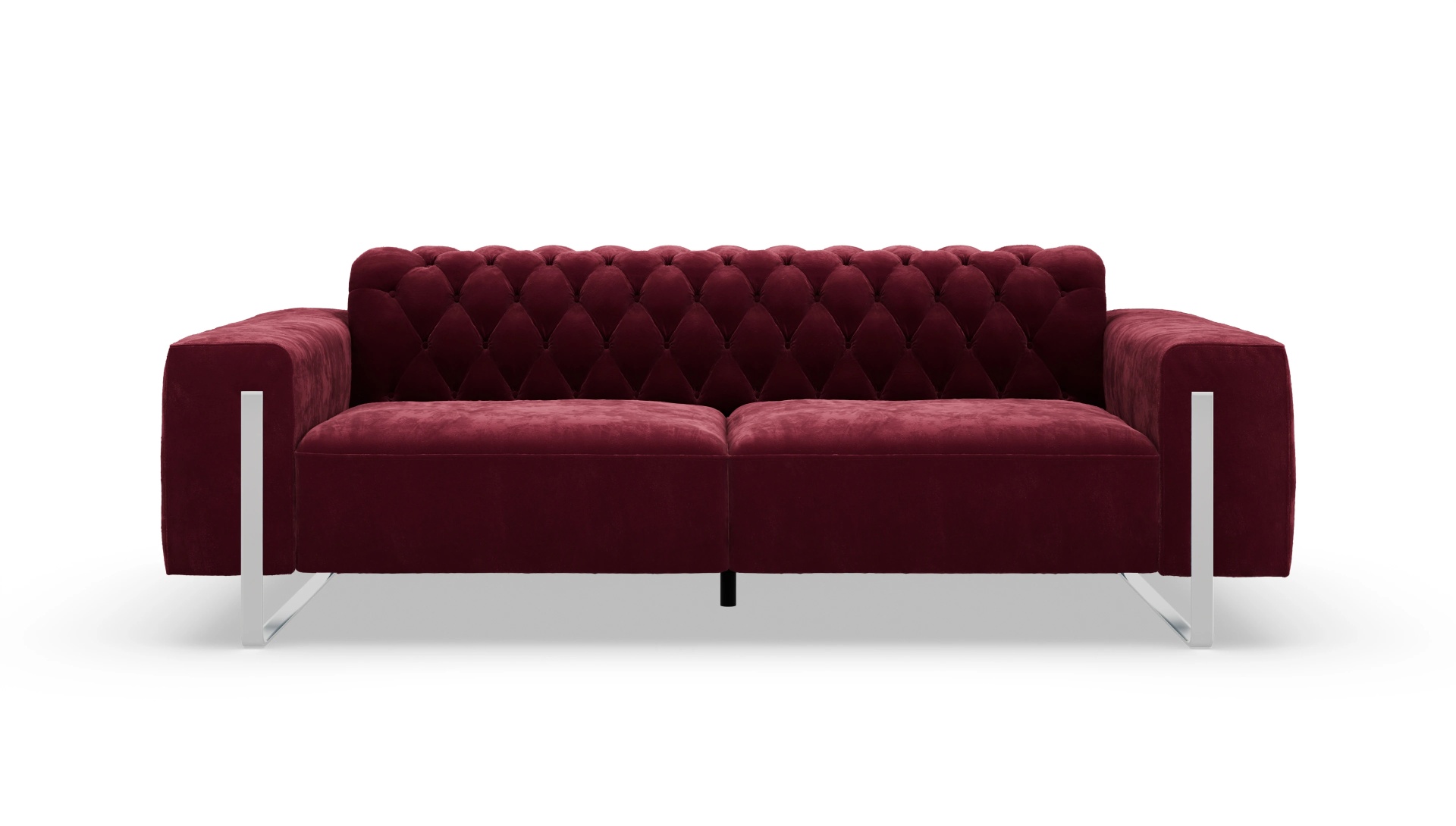 Designer-Sofa Nox in Samt Ansicht des Produktes Nox 3-Sitzer in Samt rot