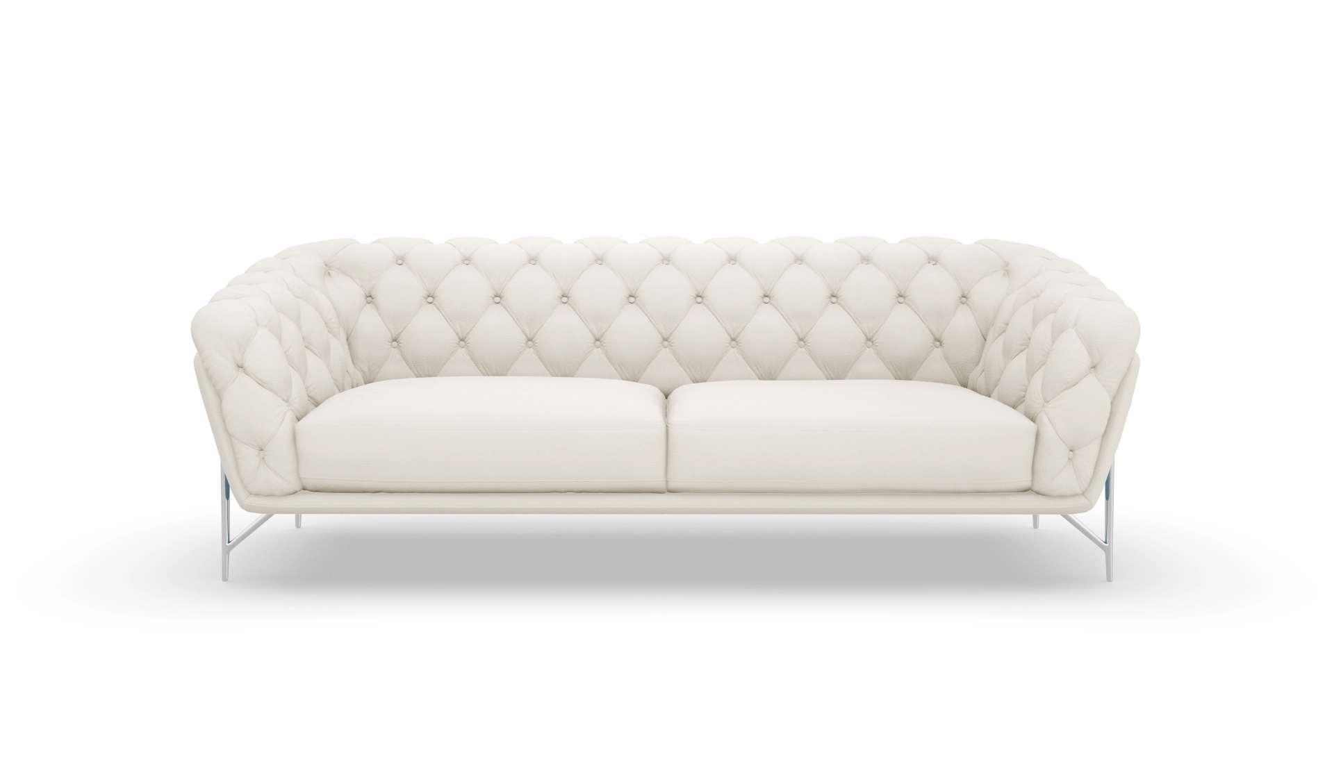 Modern Chesterfield Sofa Alba Ansicht des Produktes Alba 4-Sitzer in Leder weiß