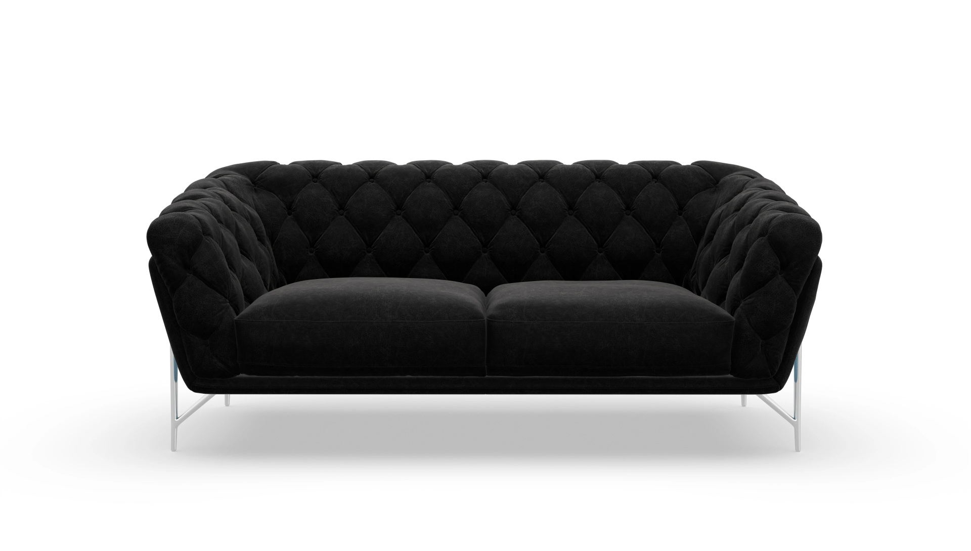 Modern Chesterfield Sofa Alba Ansicht des Produktes Alba 3-Sitzer in Leder schwarz