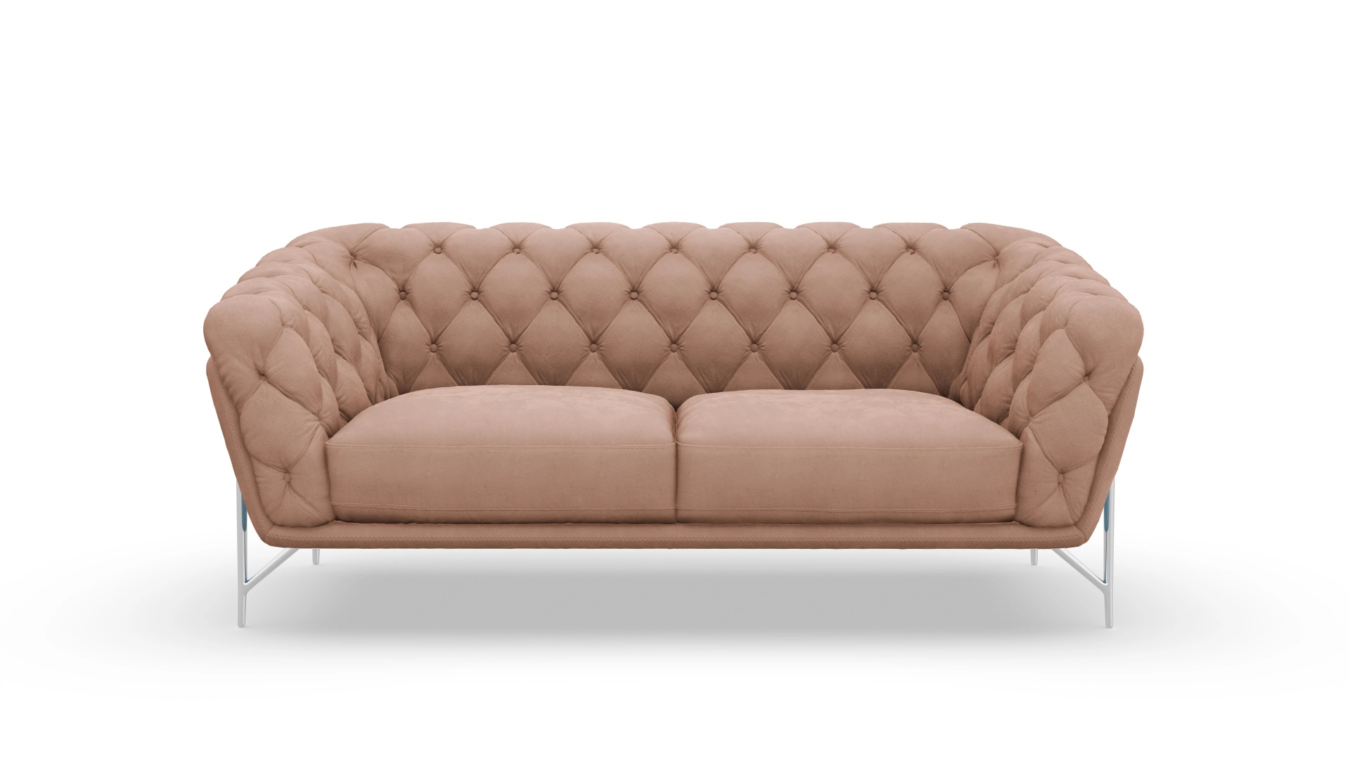 Modern Chesterfield Samtsofa Alba Ansicht des Produktes Alba 3-Sitzer in Samt blau