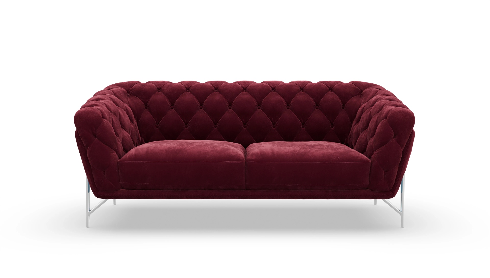 Modern Chesterfield Samtsofa Alba Ansicht des Produktes Alba 3-Sitzer in Samt rot