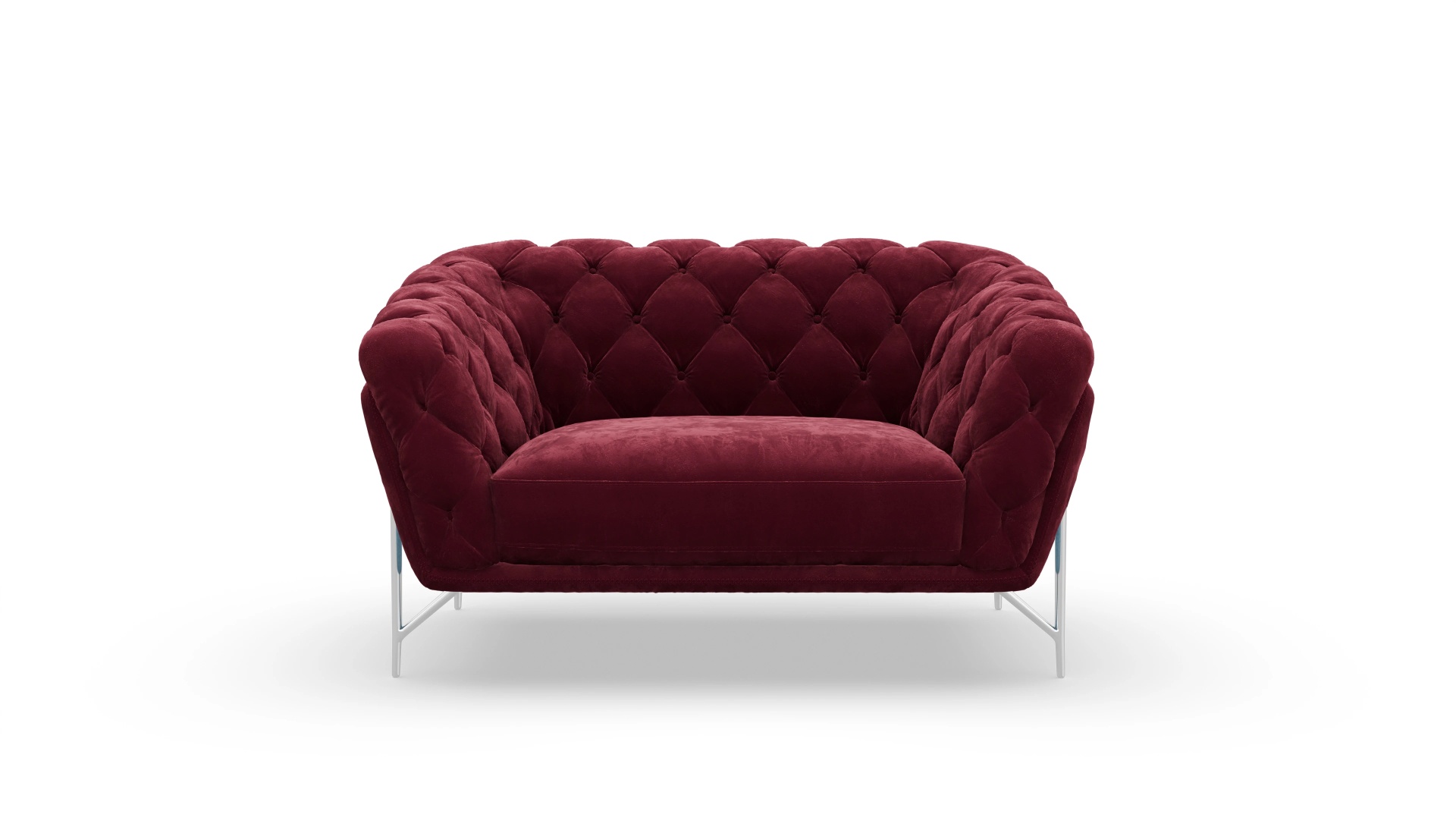 Modern Chesterfield Samtsessel Alba Ansicht des Produktes Alba Sessel in Samt rot