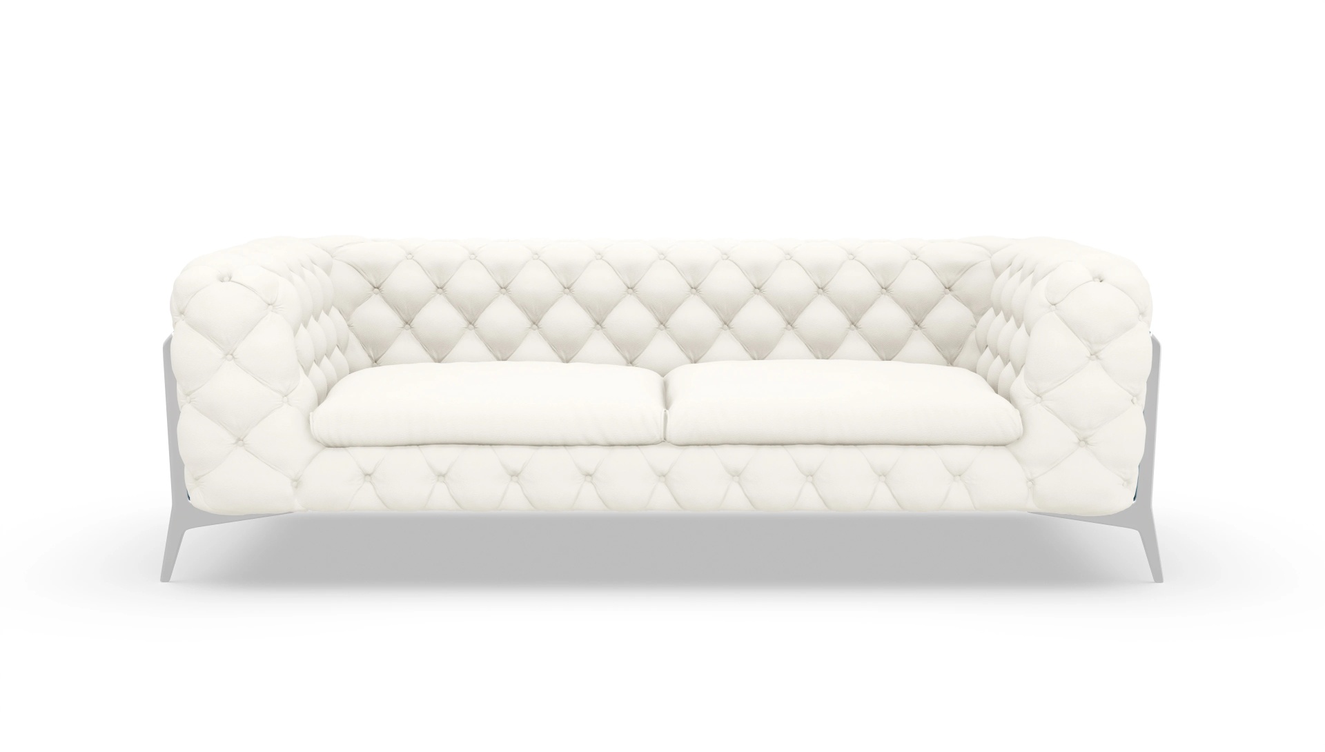 Modern Chesterfield Sofa Juno Ansicht des Produktes Juno 3-Sitzer in Leder weiß