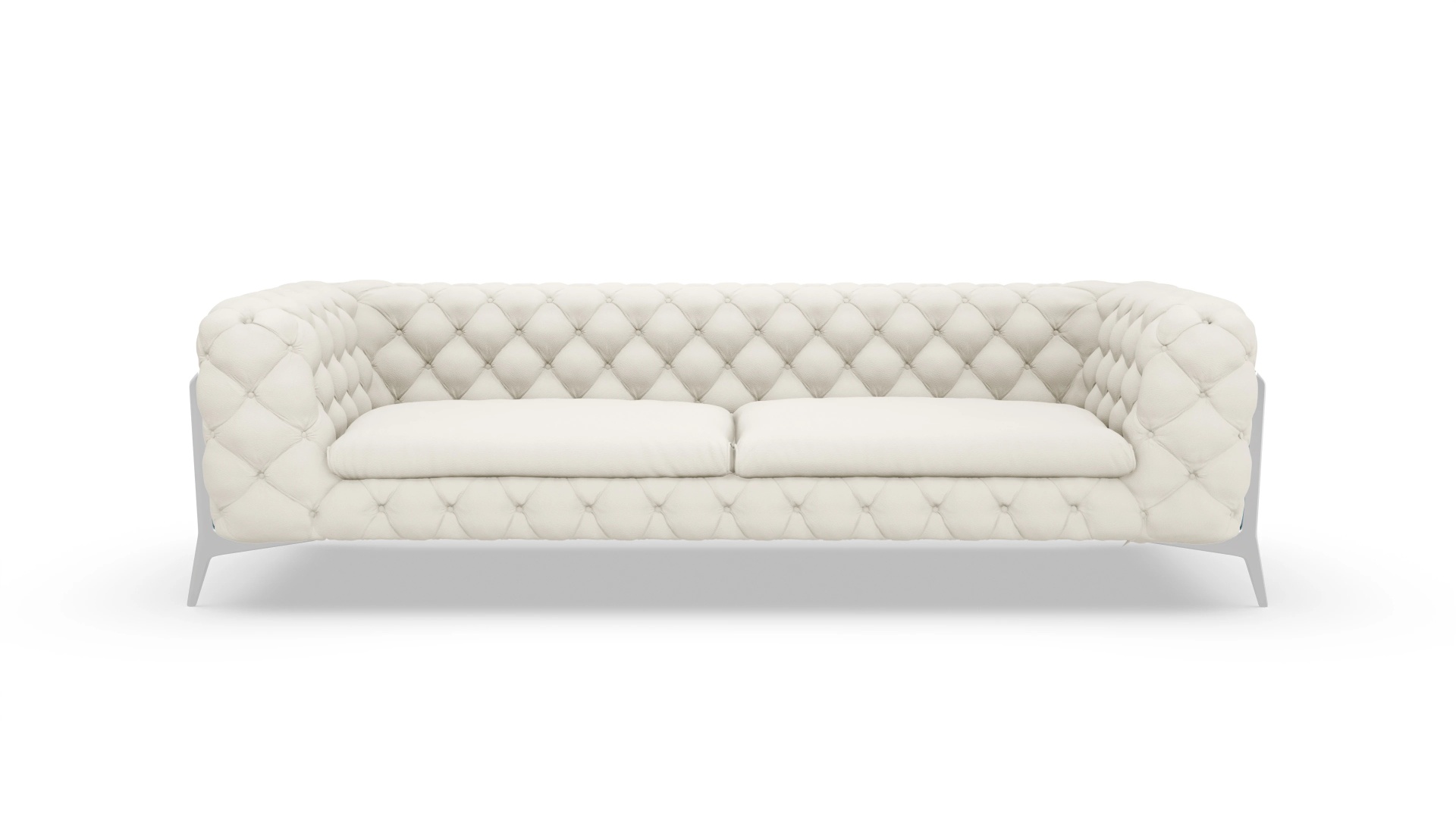 Modern Chesterfield Sofa Juno Ansicht des Produktes Juno 4-Sitzer in Leder weiß