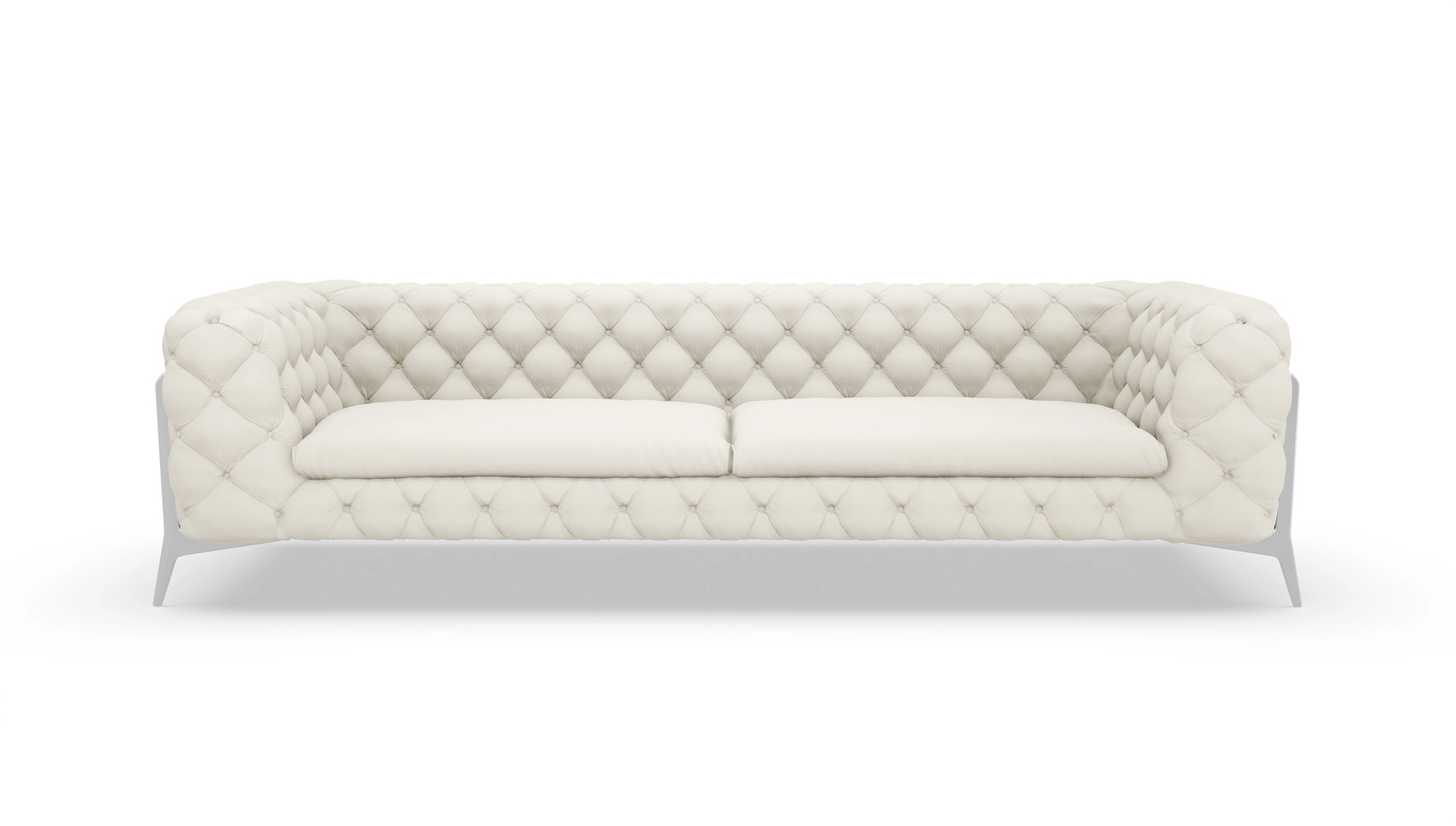 Modern Chesterfield Sofa Juno Ansicht des Produktes Juno 4,5-Sitzer in Leder weiß