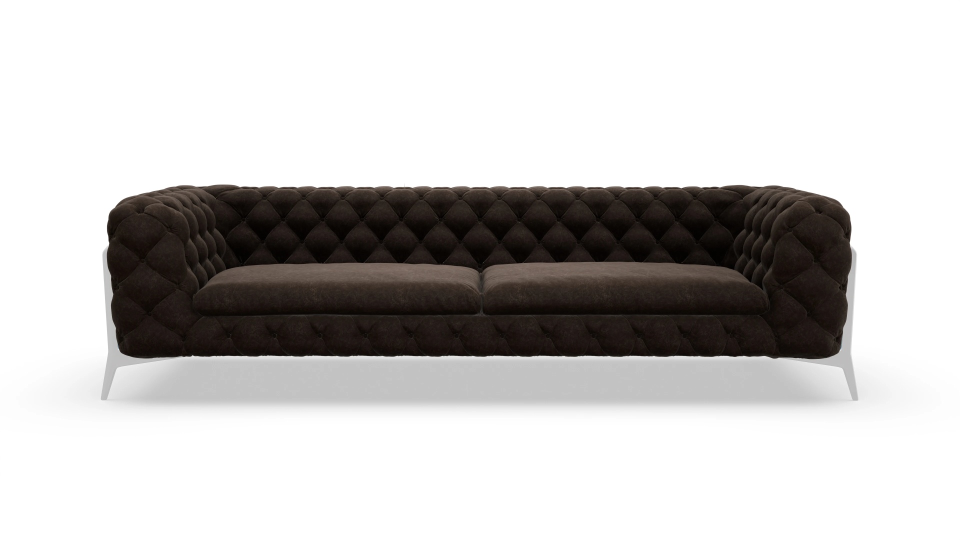 Modern Chesterfield Sofa Juno Ansicht des Produktes Juno 4,5-Sitzer in Leder braun
