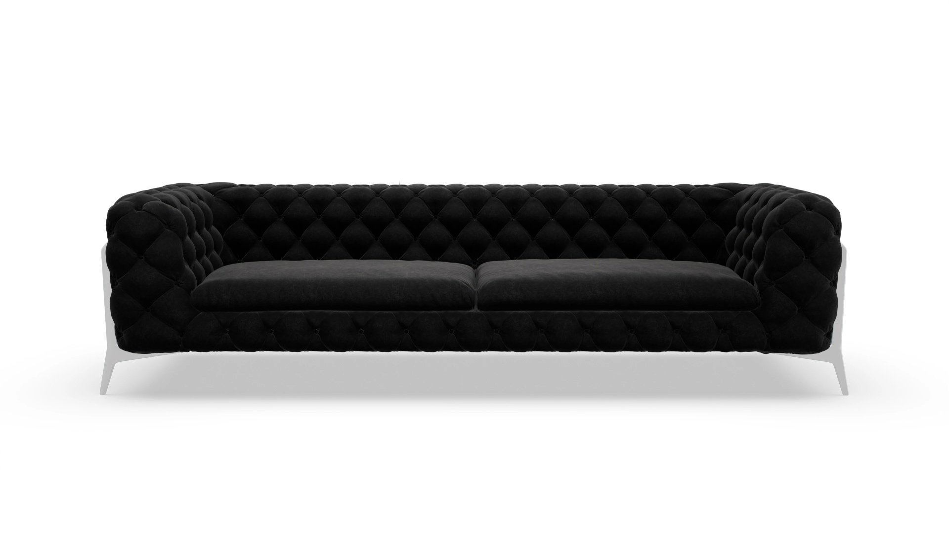 Modern Chesterfield Sofa Juno Ansicht des Produktes Juno 4,5-Sitzer in Leder schwarz