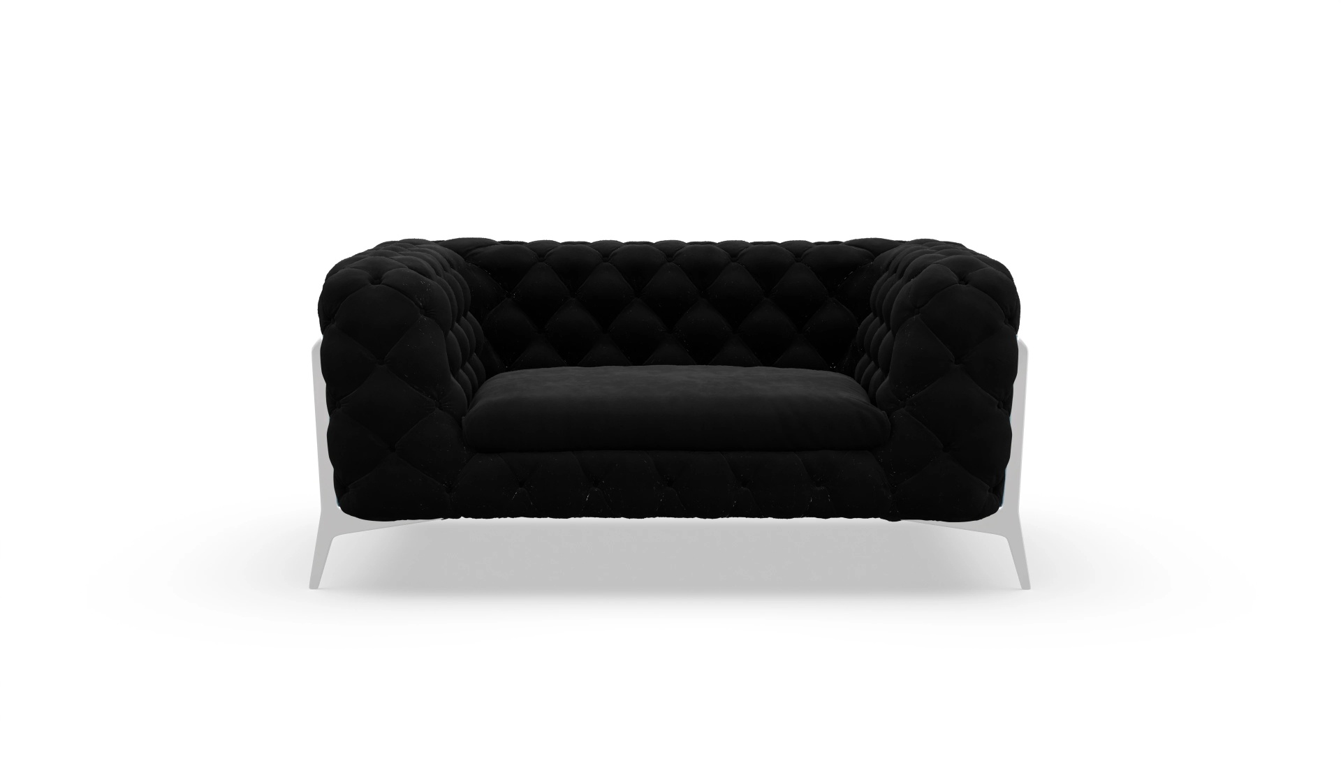Modern Chesterfield Samtsessel Juno Ansicht des Produktes Juno Sessel in Samt schwarz