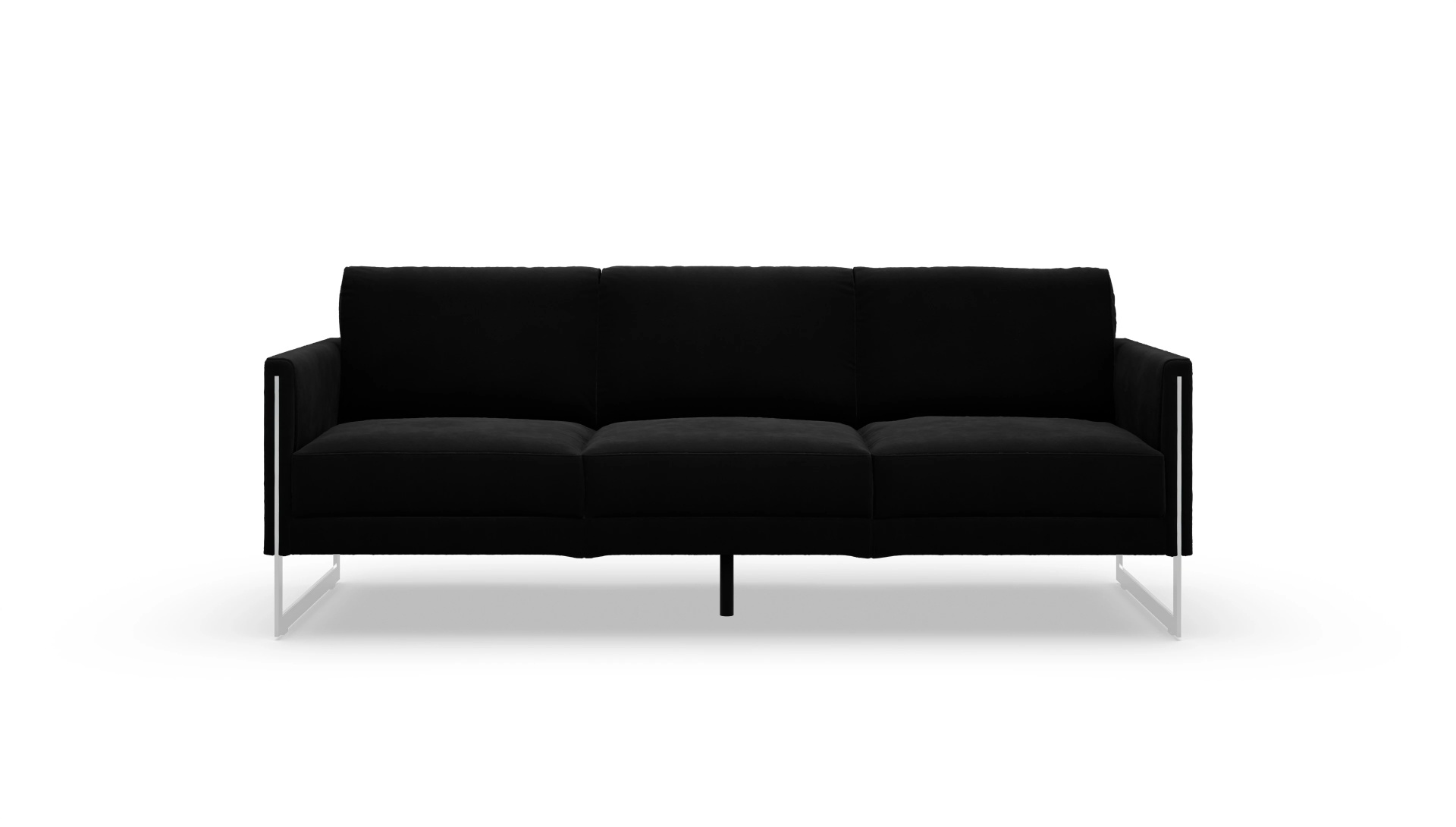 Designer-Sofa Nebbia in Samt Ansicht des Produktes Nebbia 3-Sitzer in Samt schwarz
