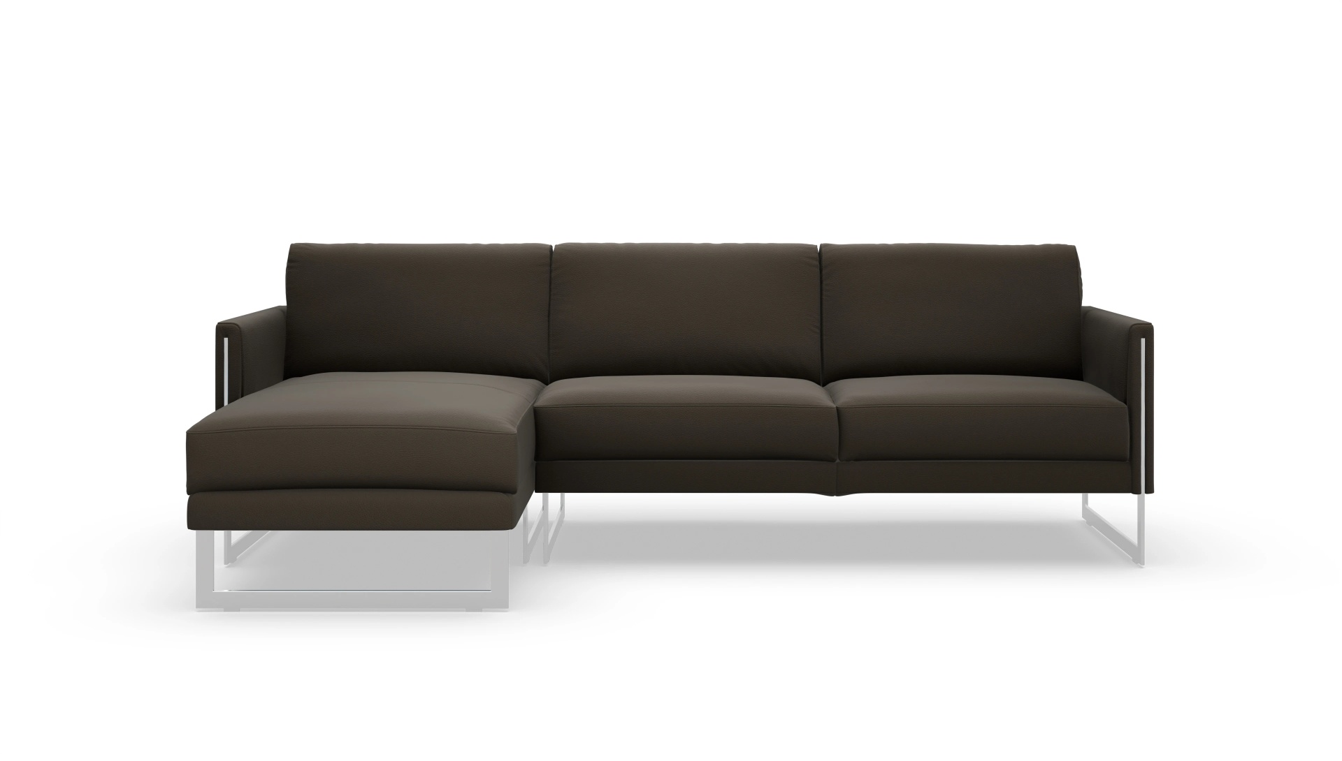 Designer-Sofa Nebbia Ansicht des Produktes Nebbia Sofa mit Rec links in Leder grün