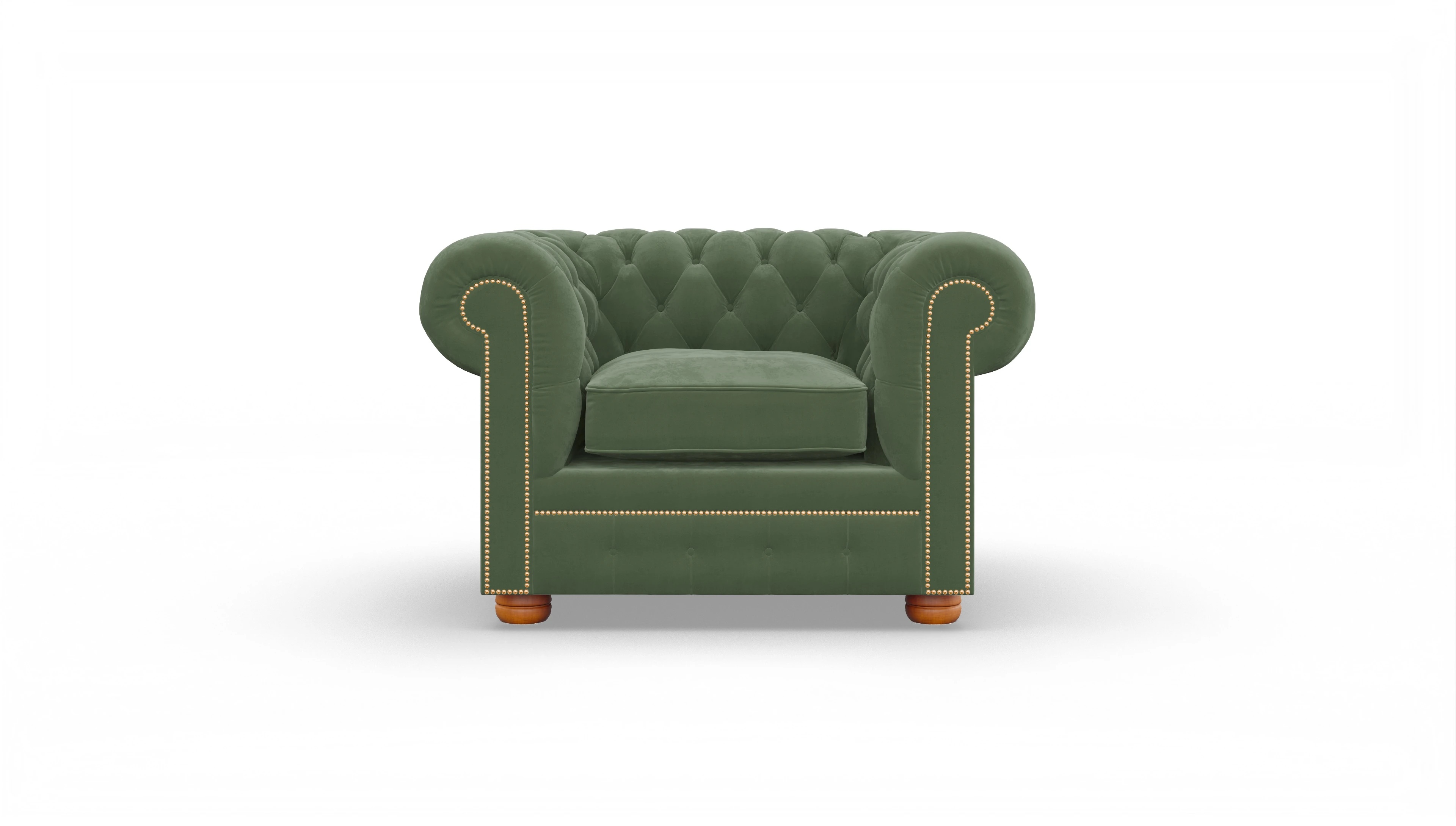 Chesterfield Samtsessel William Ansicht des Produktes William Sessel in Samt grün