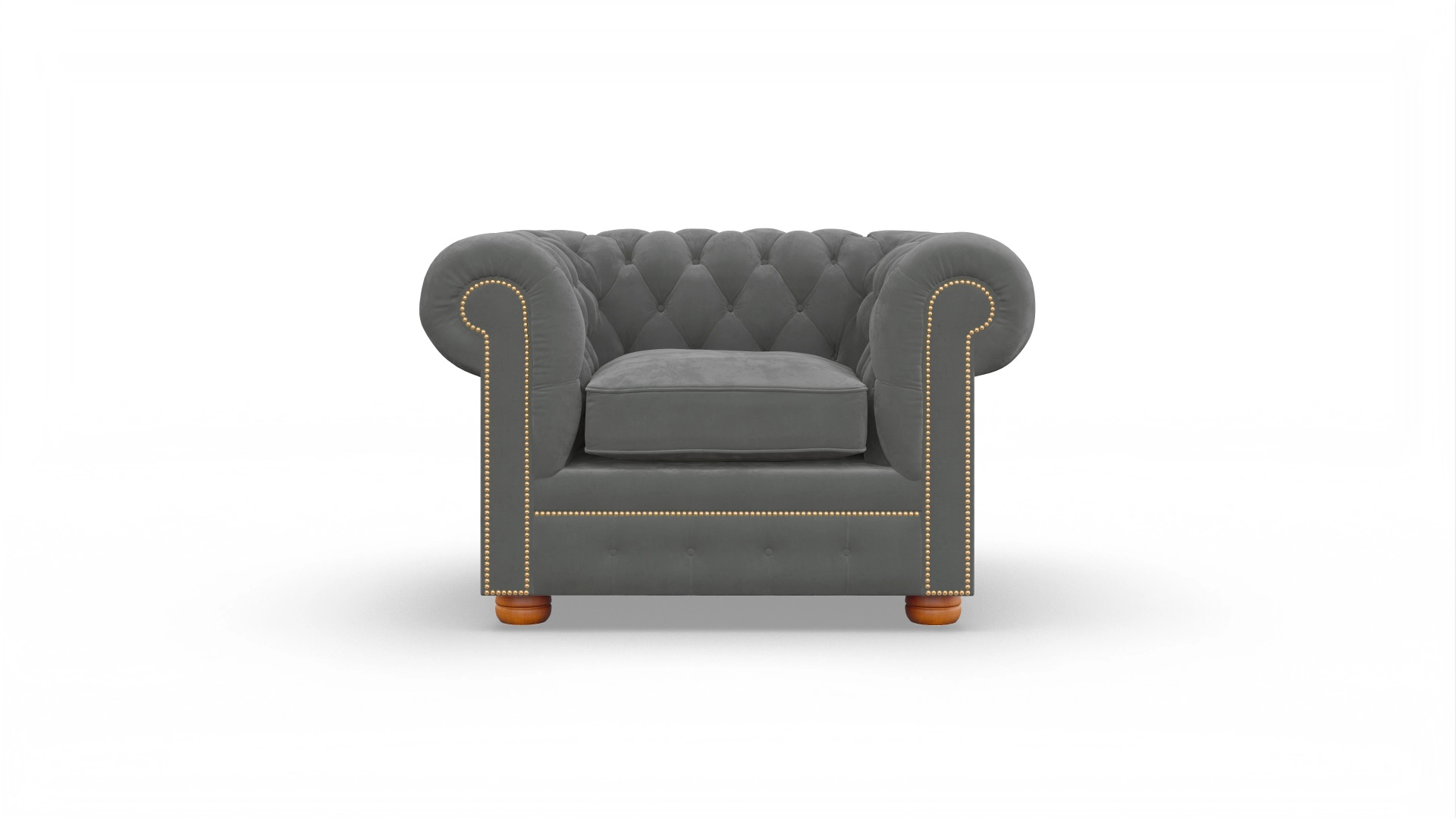 Chesterfield Samtsessel William Ansicht des Produktes William Sessel in Samt grau