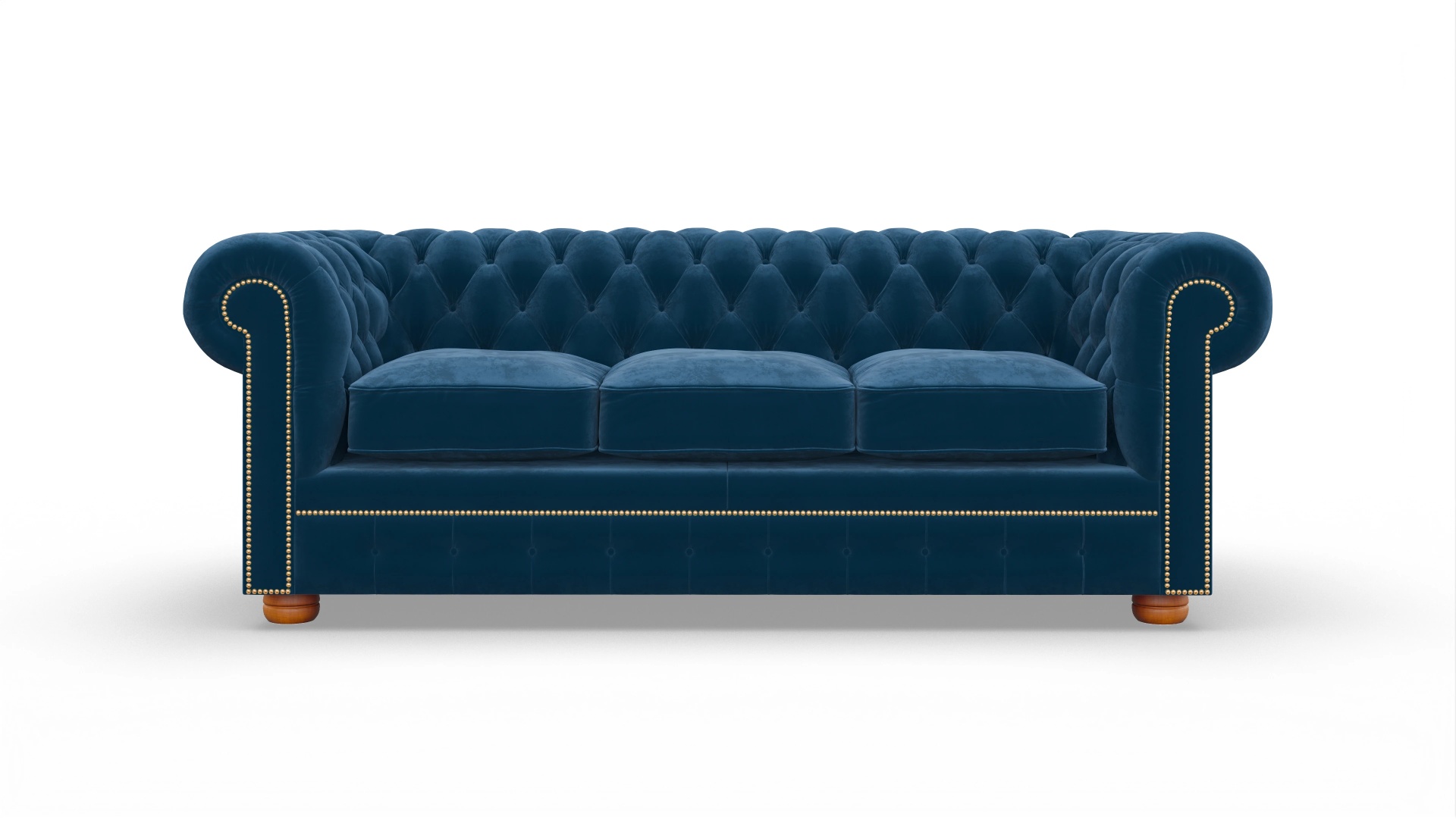 Chesterfield Samtsofa William Ansicht des Produktes William 3-Sitzer in Samt blau