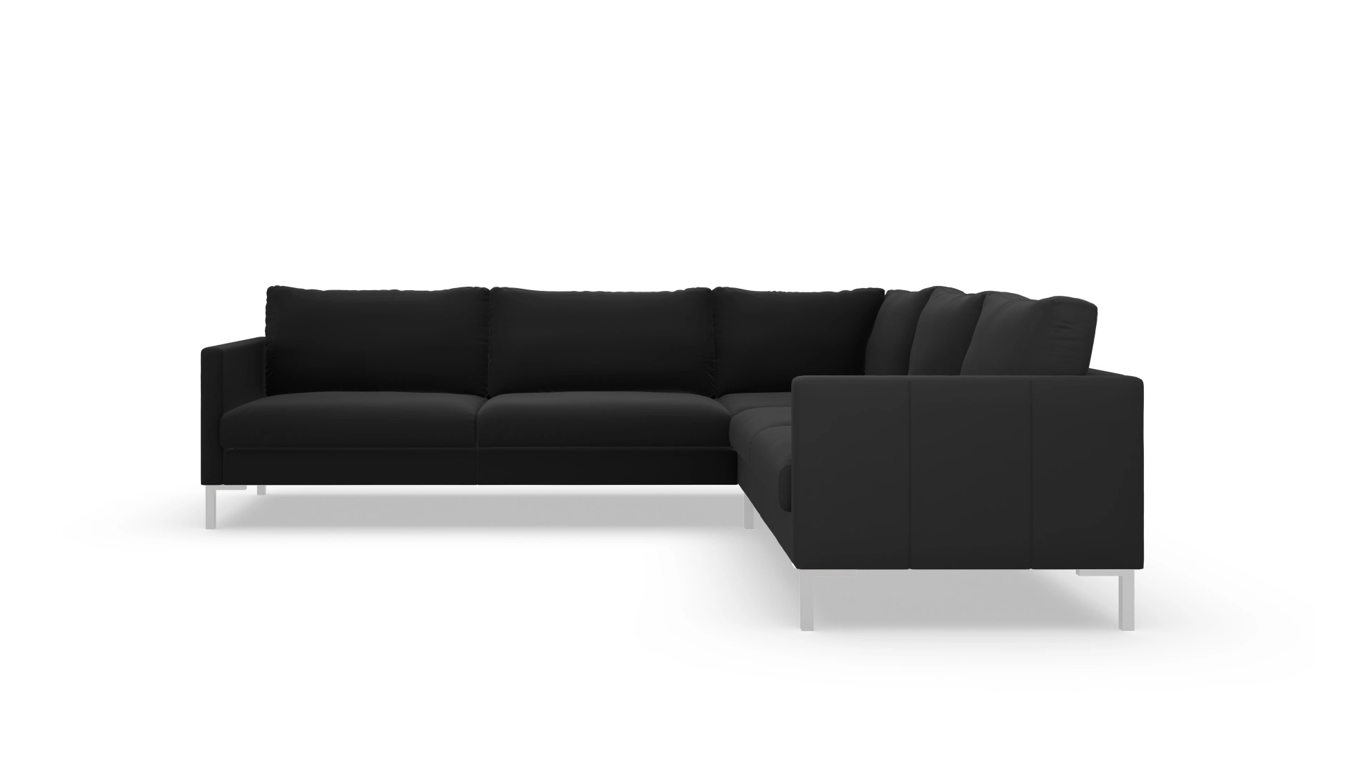 Designer-Sofa Jacobsen in Leder Ansicht des Produktes Jacobsen Ecksofa Rechts in Leder schwarz