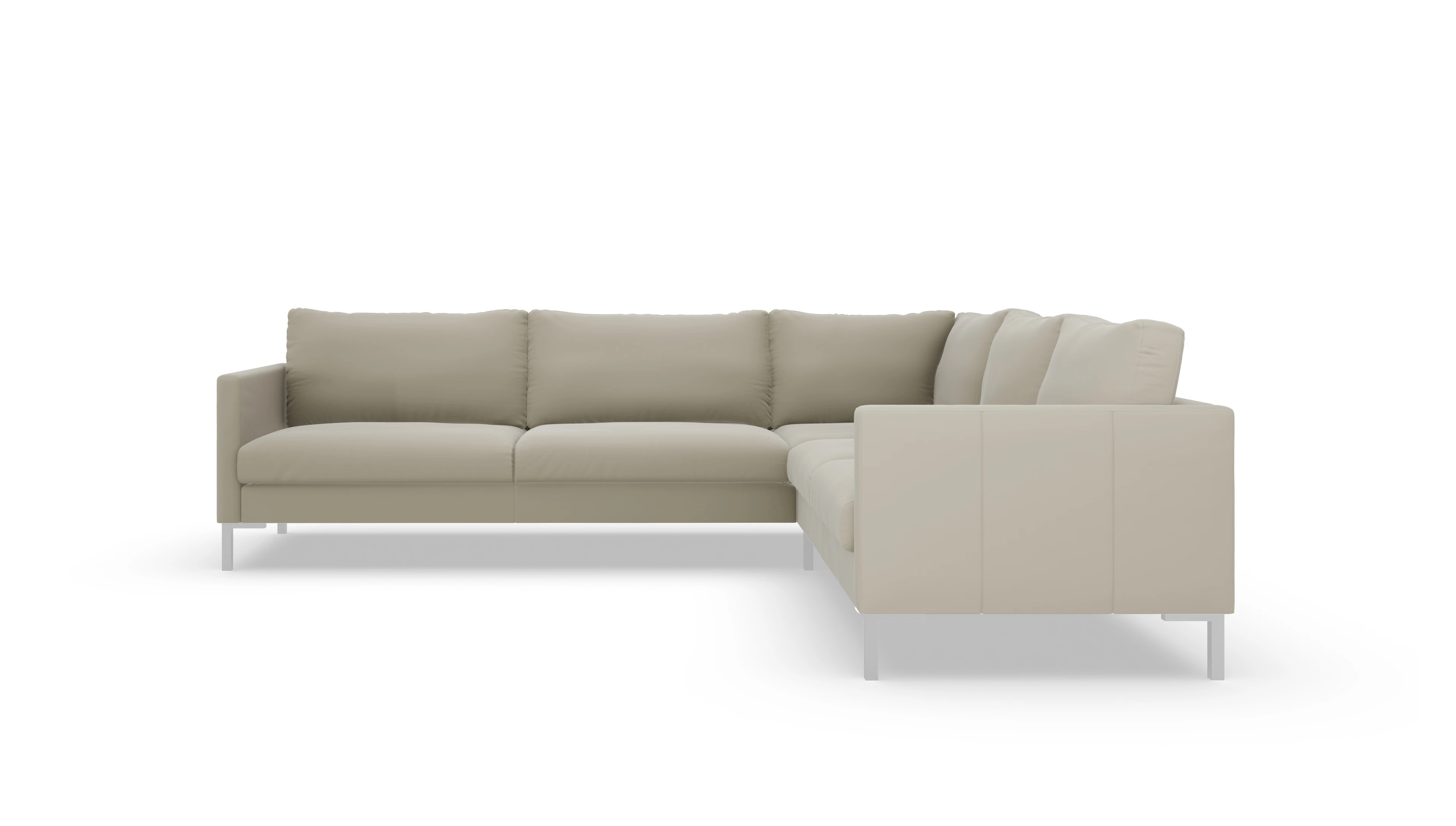 Designer-Sofa Jacobsen in Leder Ansicht des Produktes Jacobsen Ecksofa Rechts in Leder beige