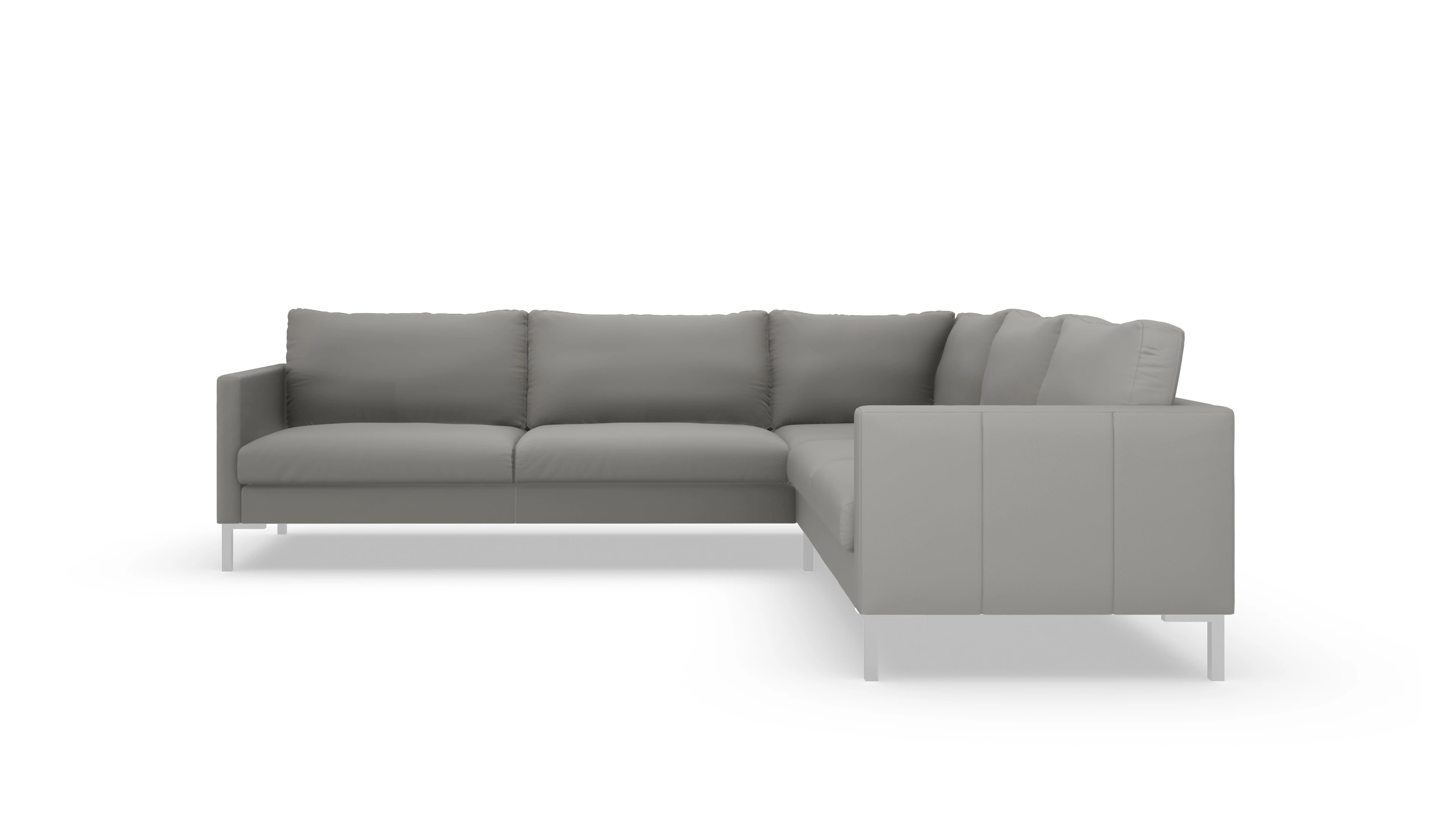 Designer-Sofa Jacobsen in Leder Ansicht des Produktes Jacobsen Ecksofa Rechts in Leder grau