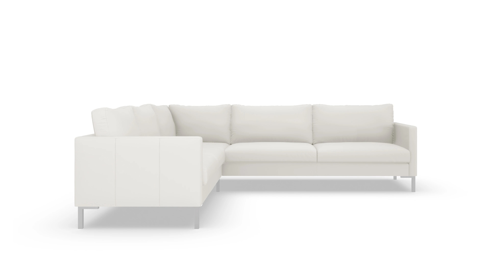 Designer-Sofa Jacobsen in Leder Ansicht des Produktes Jacobsen Ecksofa Links in Leder weiß