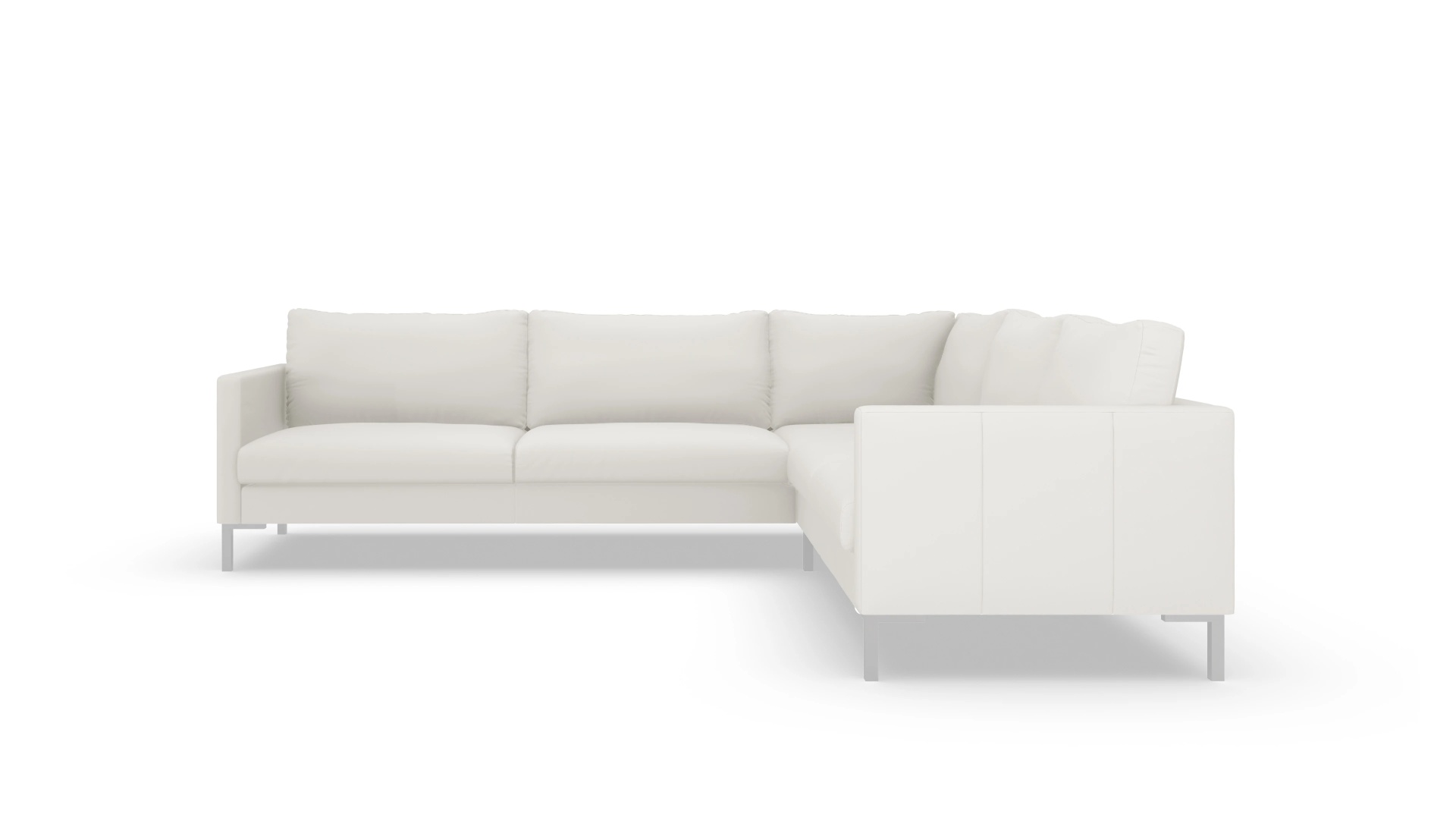 Designer-Sofa Jacobsen in Leder Ansicht des Produktes Jacobsen Ecksofa Rechts in Leder weiß