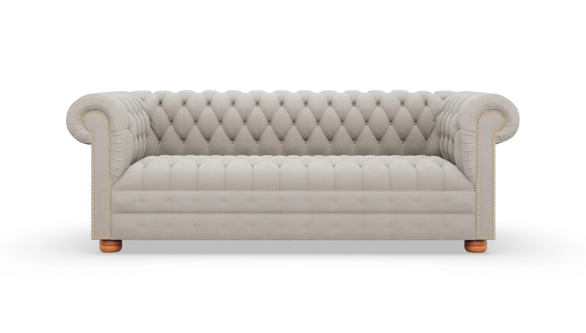 Chesterfield Samtsofa Osmond Ansicht des Produktes Osmond 3-Sitzer in Samt beige