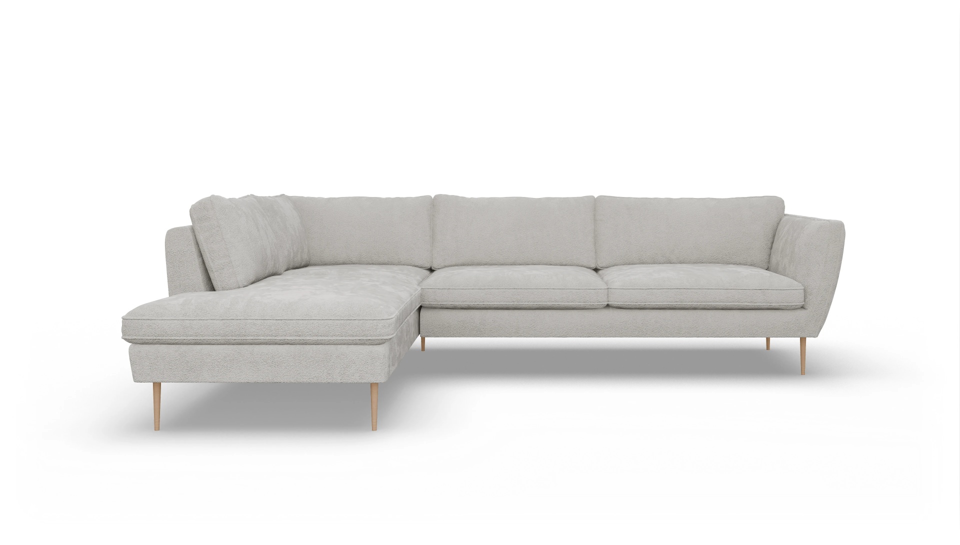Ansicht des Produktes Karlsen Sofa mit Ottomane links in Stoff weiß