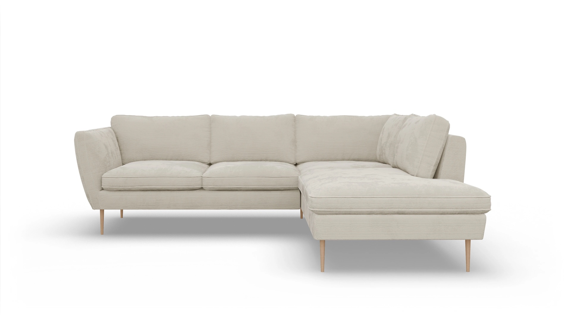 Ansicht des Produktes Karlsen Sofa mit Ottomane rechts in Cord weiß
