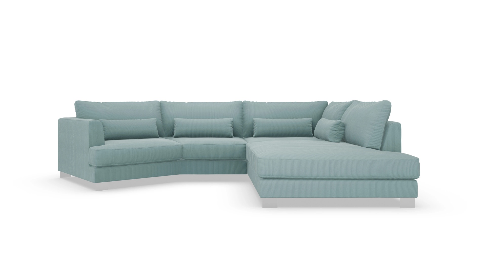 Sofa Odense in Stoff Ansicht des Produktes Odense Ecksofa Rechts in Cord blau