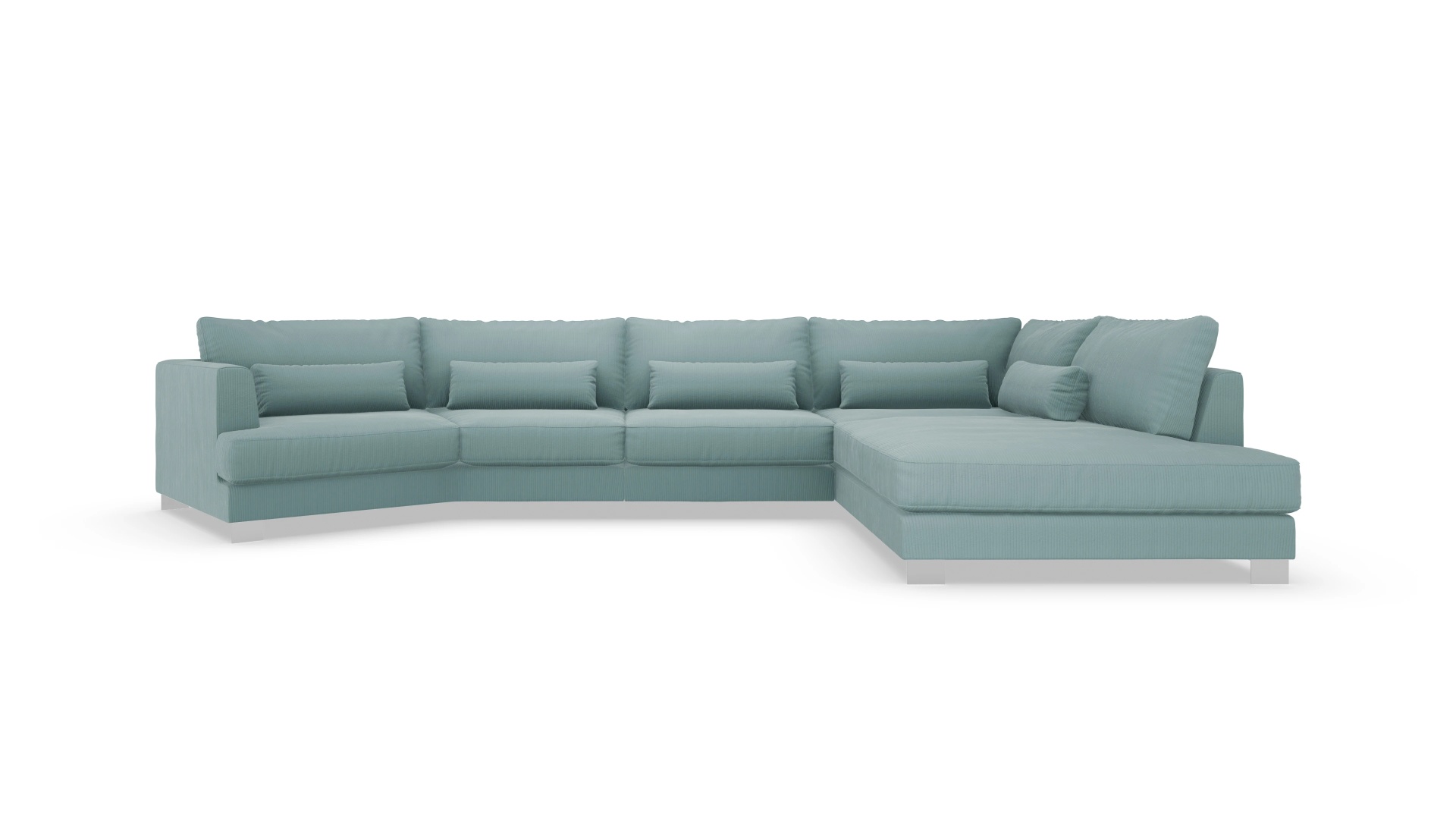 Sofa Odense in Stoff Ansicht des Produktes Odense Ecksofa Rechts in Cord blau