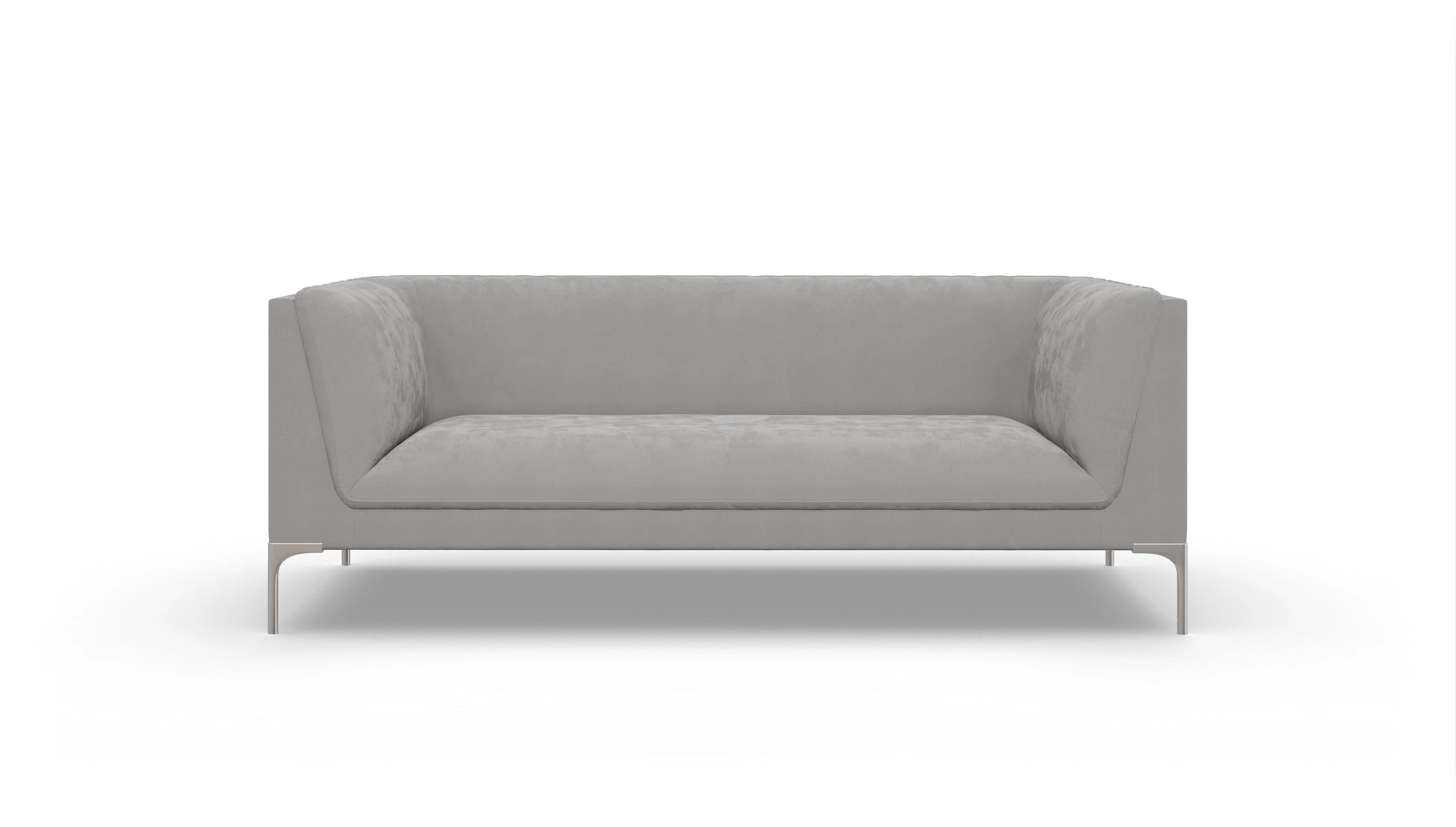 Designer-Sofa Martinsen in Stoff Ansicht des Produktes Martinsen 3-Sitzer in Samt grau