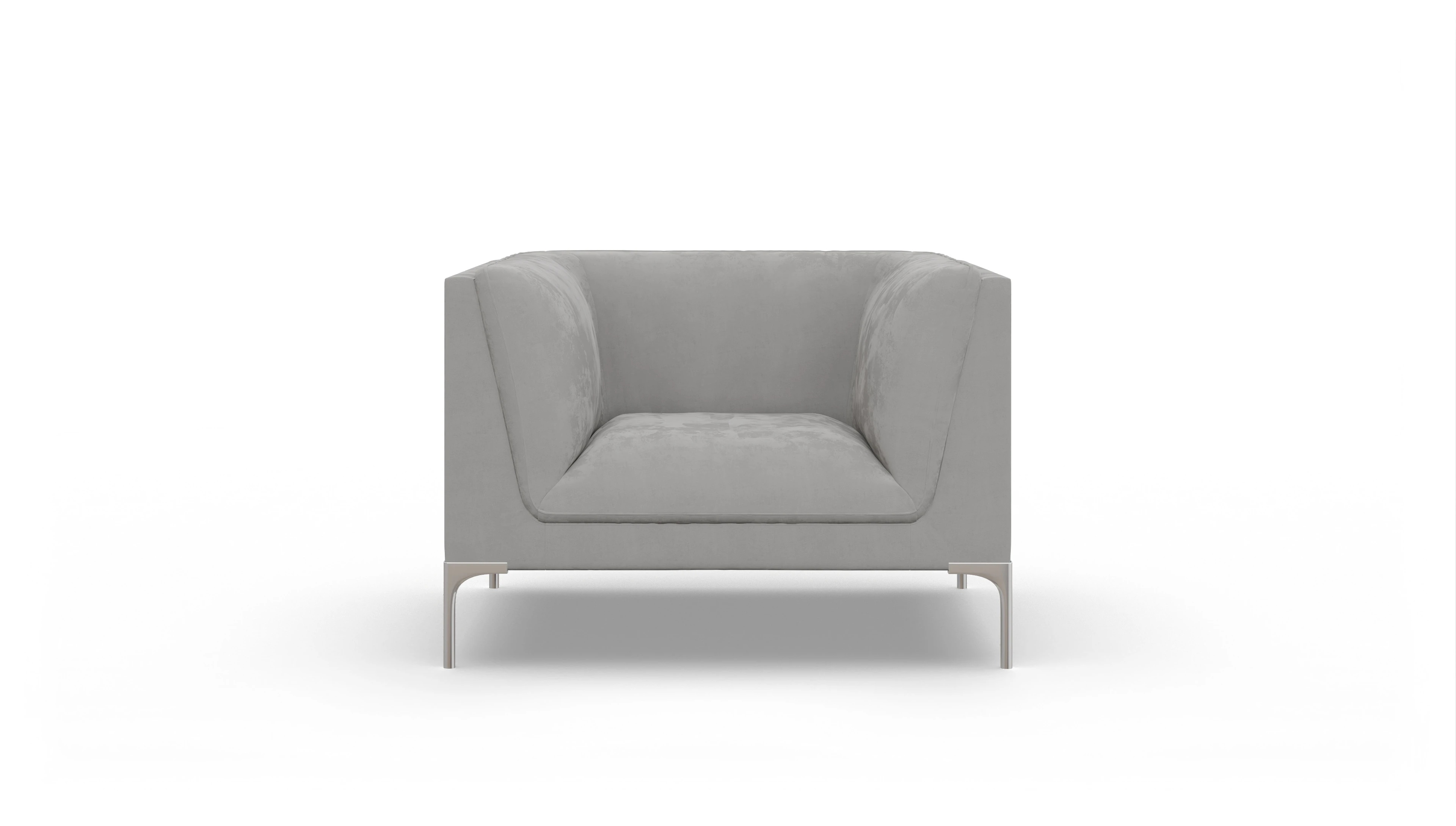 Designer-Sessel Martinsen in Stoff Ansicht des Produktes Martinsen Sessel in Samt grau