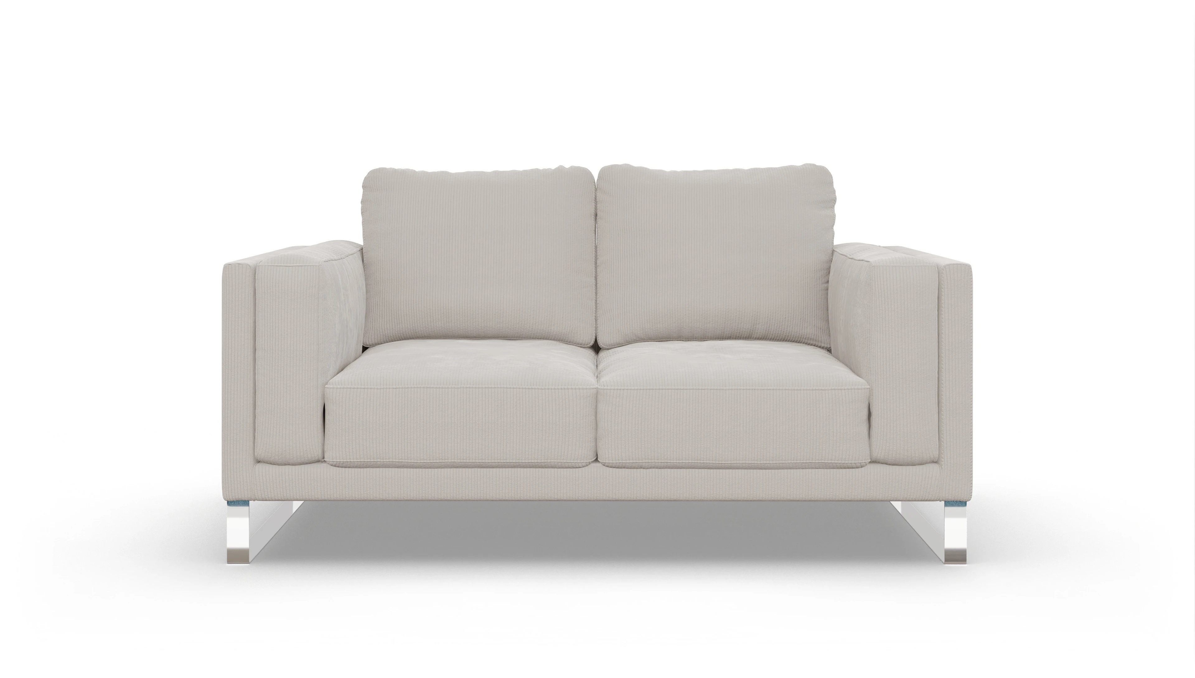 Designer-Sofa Cala in Stoff Ansicht des Produktes Cala 2-Sitzer in Cord weiß