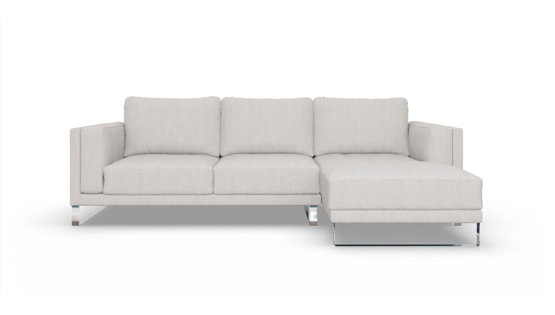 Designer-Sofa Cala in Stoff Ansicht des Produktes Cala Sofa mit Rec rechts in Stoff weiß