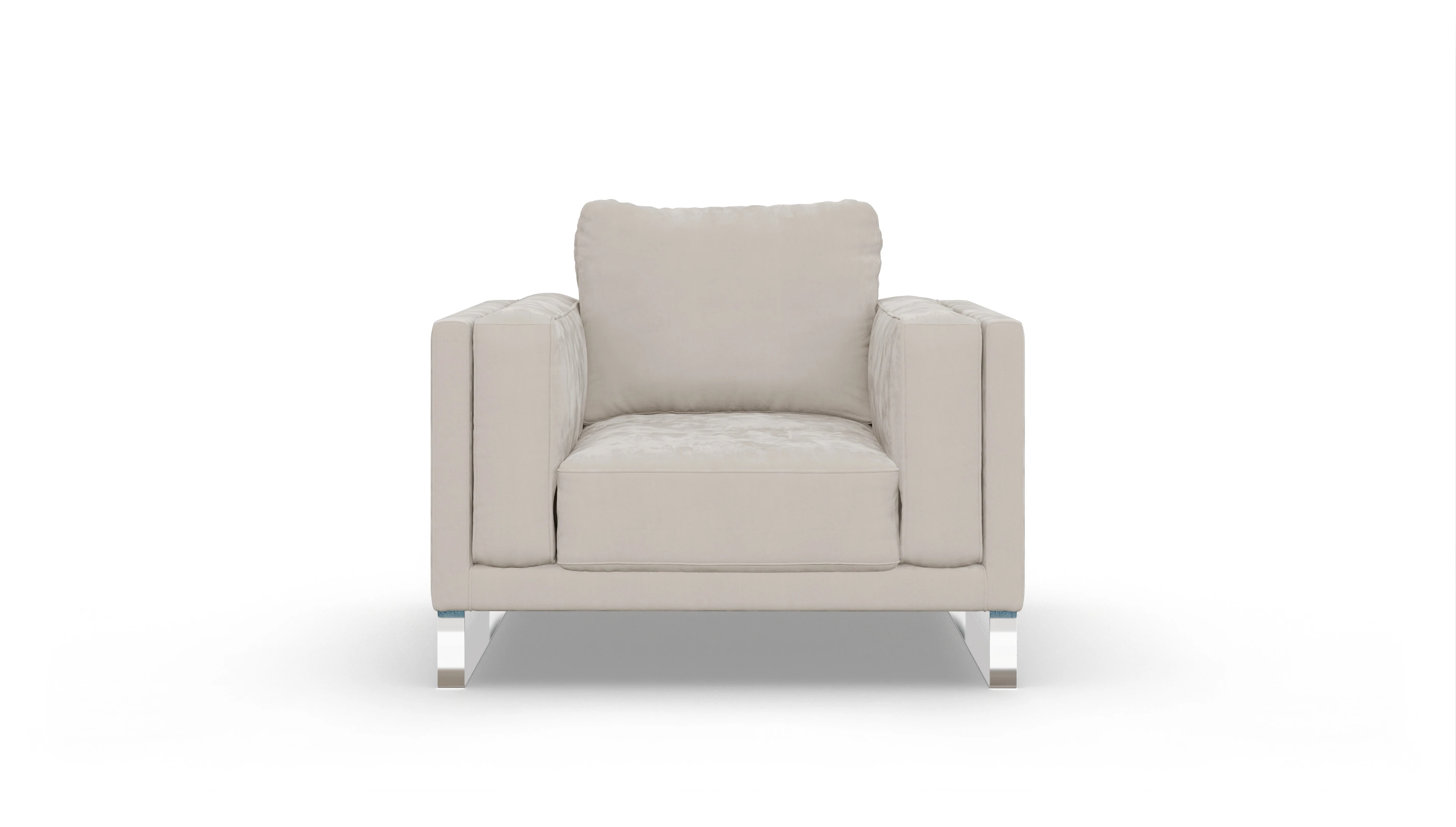 Designer-Sessel Cala in Stoff Ansicht des Produktes Cala Sessel in Samt weiß