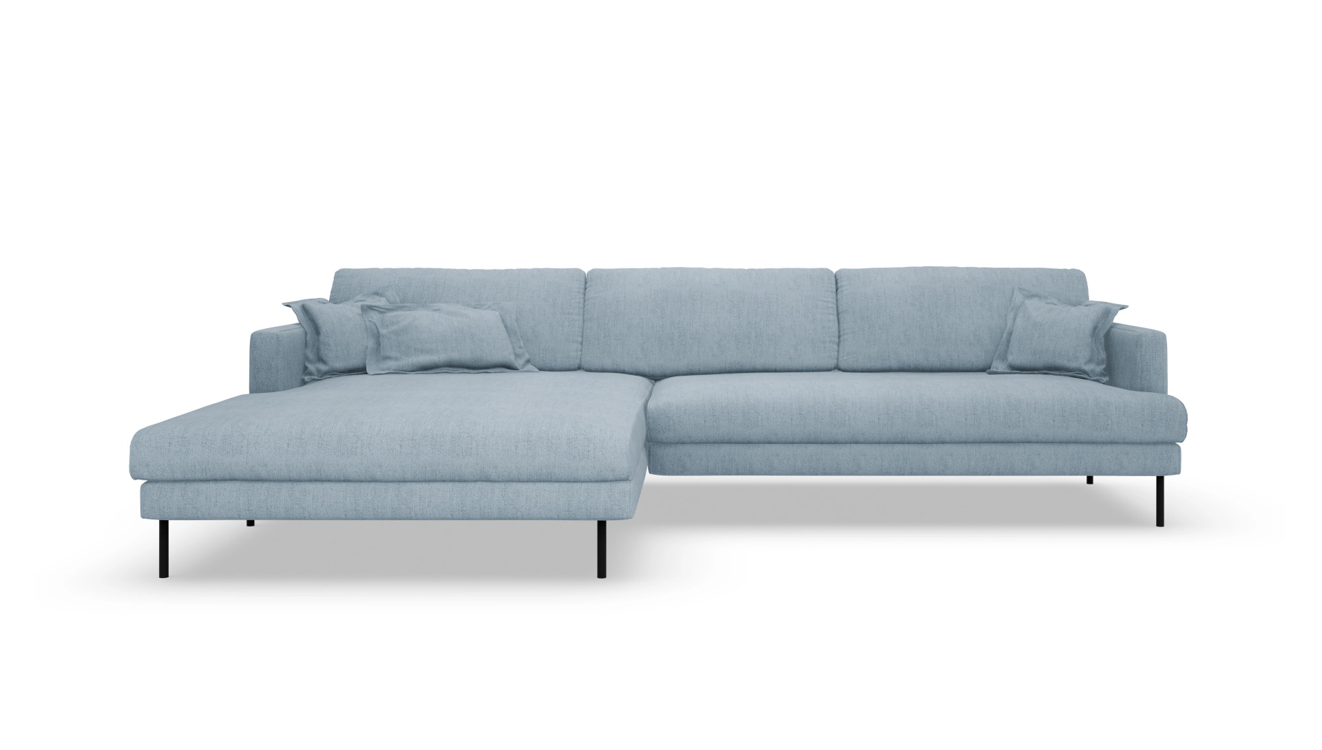 Stoffsofa Arna 3-Sitzer Rec. links Ansicht des Produktes Arna Sofa mit Rec links in Stoff blau