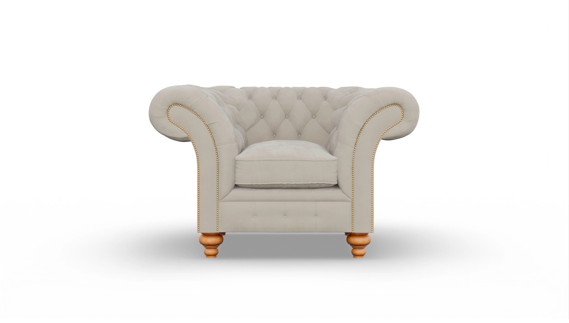 Kolonialstil-Sessel Knightsbridge in Samt Ansicht des Produktes Knightsbridge Sessel in Samt beige