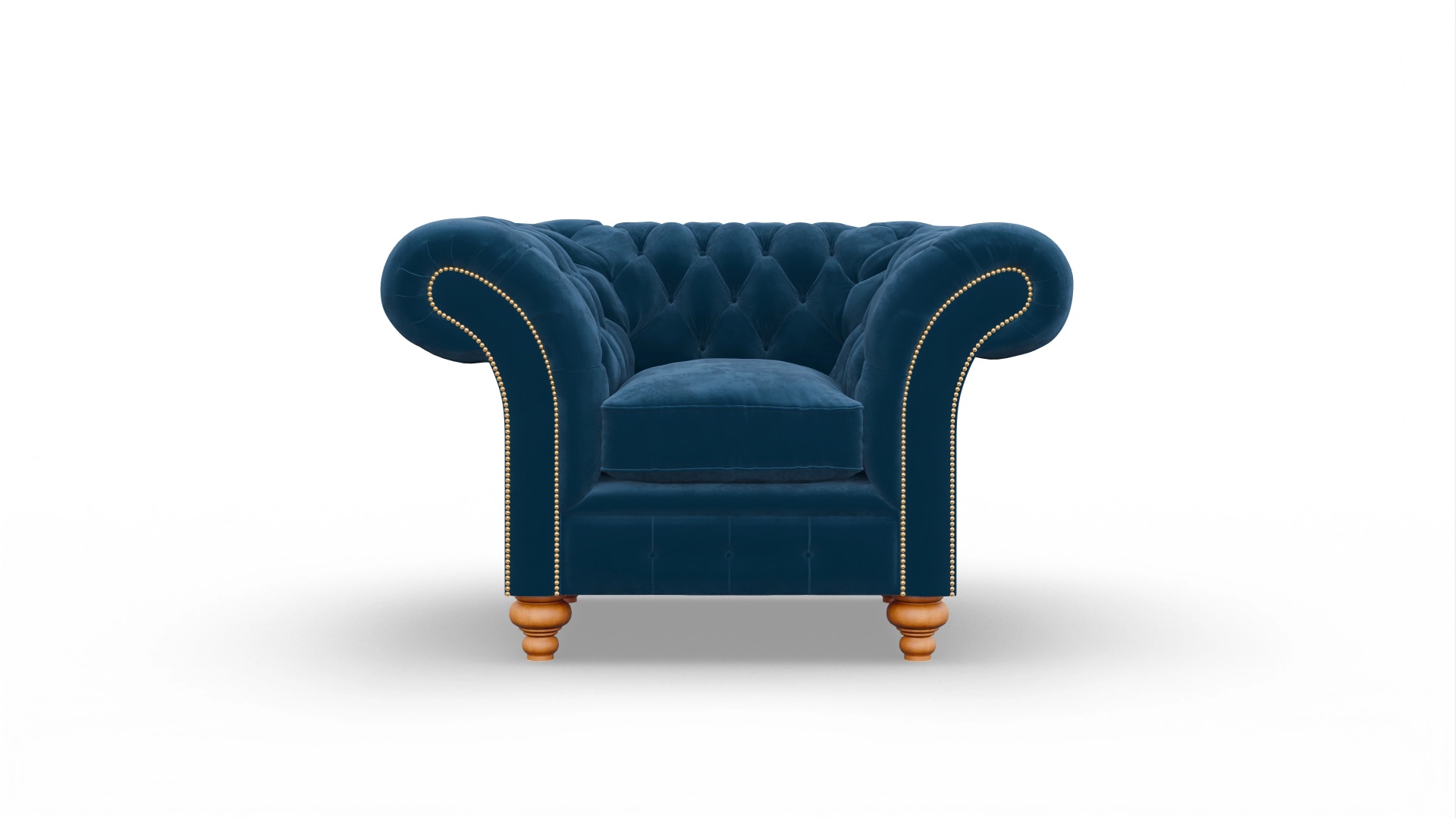 Kolonialstil-Sessel Knightsbridge in Samt Ansicht des Produktes Knightsbridge Sessel in Samt blau
