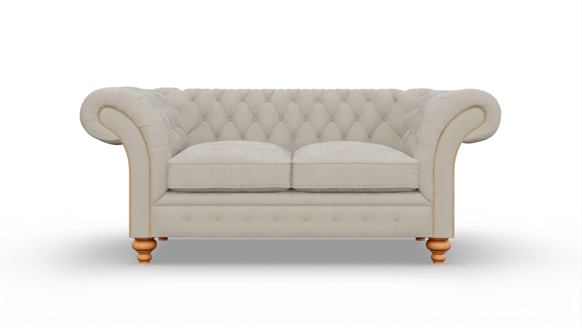 Kolonialstil-Sofa Knightsbridge in Samt Ansicht des Produktes Knightsbridge 2-Sitzer in Samt beige