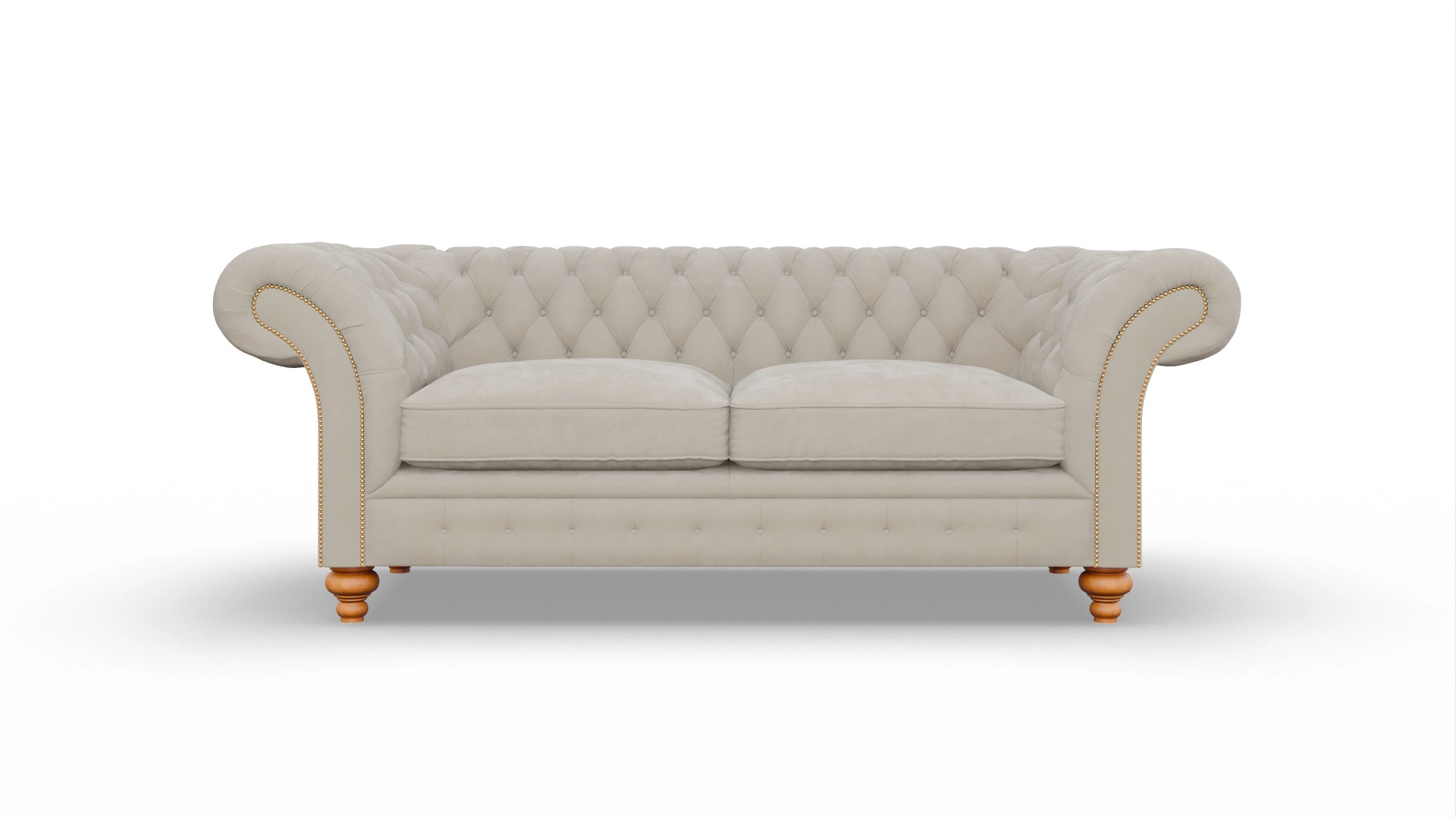 Kolonialstil-Sofa Knightsbridge in Samt Ansicht des Produktes Knightsbridge 3-Sitzer in Samt beige
