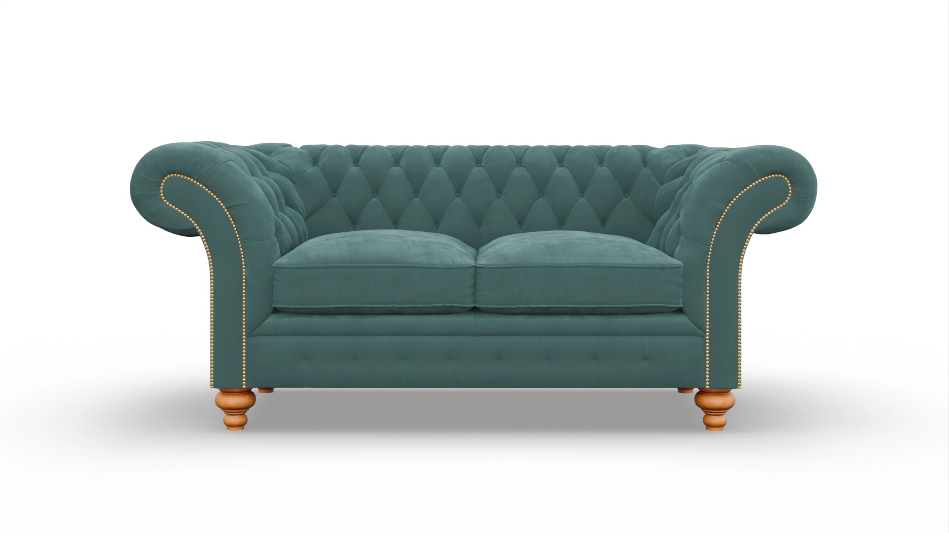 Kolonialstil-Sofa Knightsbridge in Samt Ansicht des Produktes Knightsbridge 2-Sitzer in Samt blau