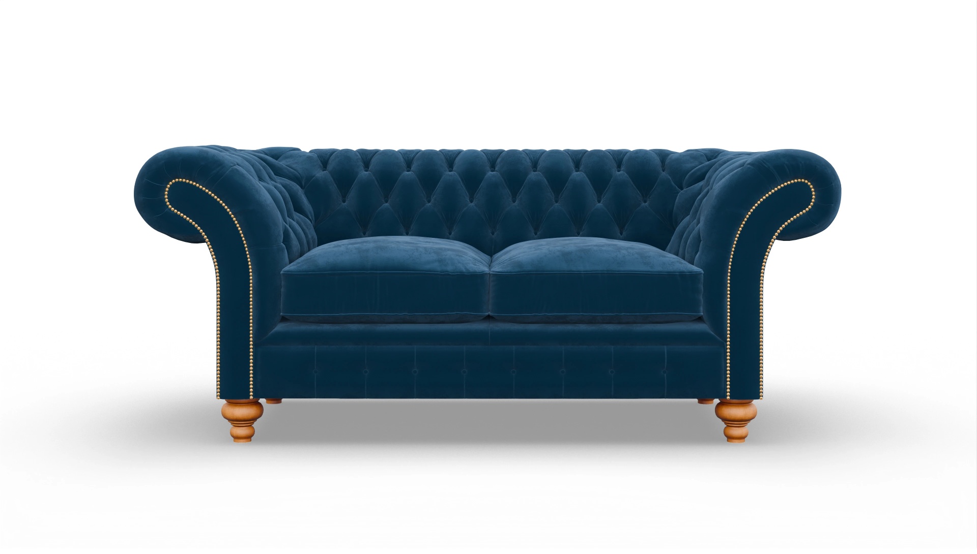 Kolonialstil-Sofa Knightsbridge in Samt Ansicht des Produktes Knightsbridge 2-Sitzer in Samt blau