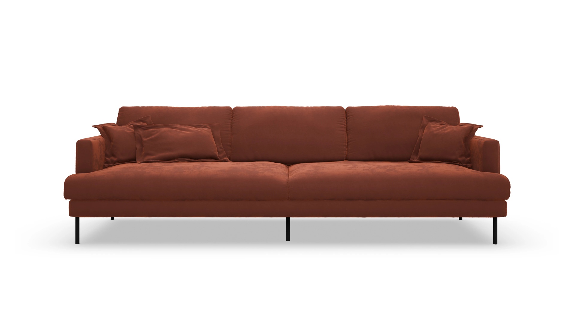 Stoffsofa Arna 4-Sitzer Ansicht des Produktes Arna 4-Sitzer in Samt orange