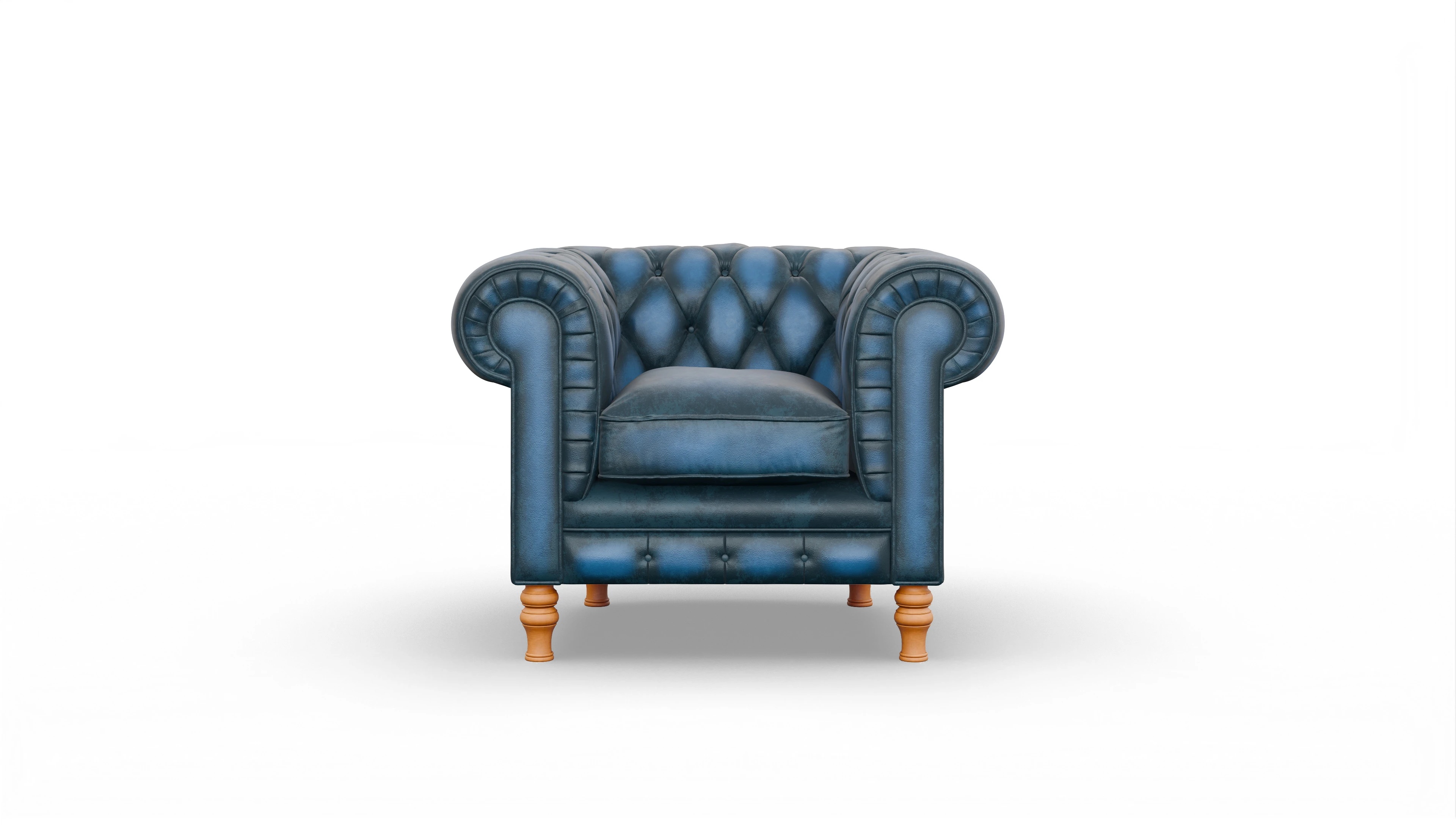 Chesterfield Sessel Countess Ansicht des Produktes Countess Sessel in Leder blau