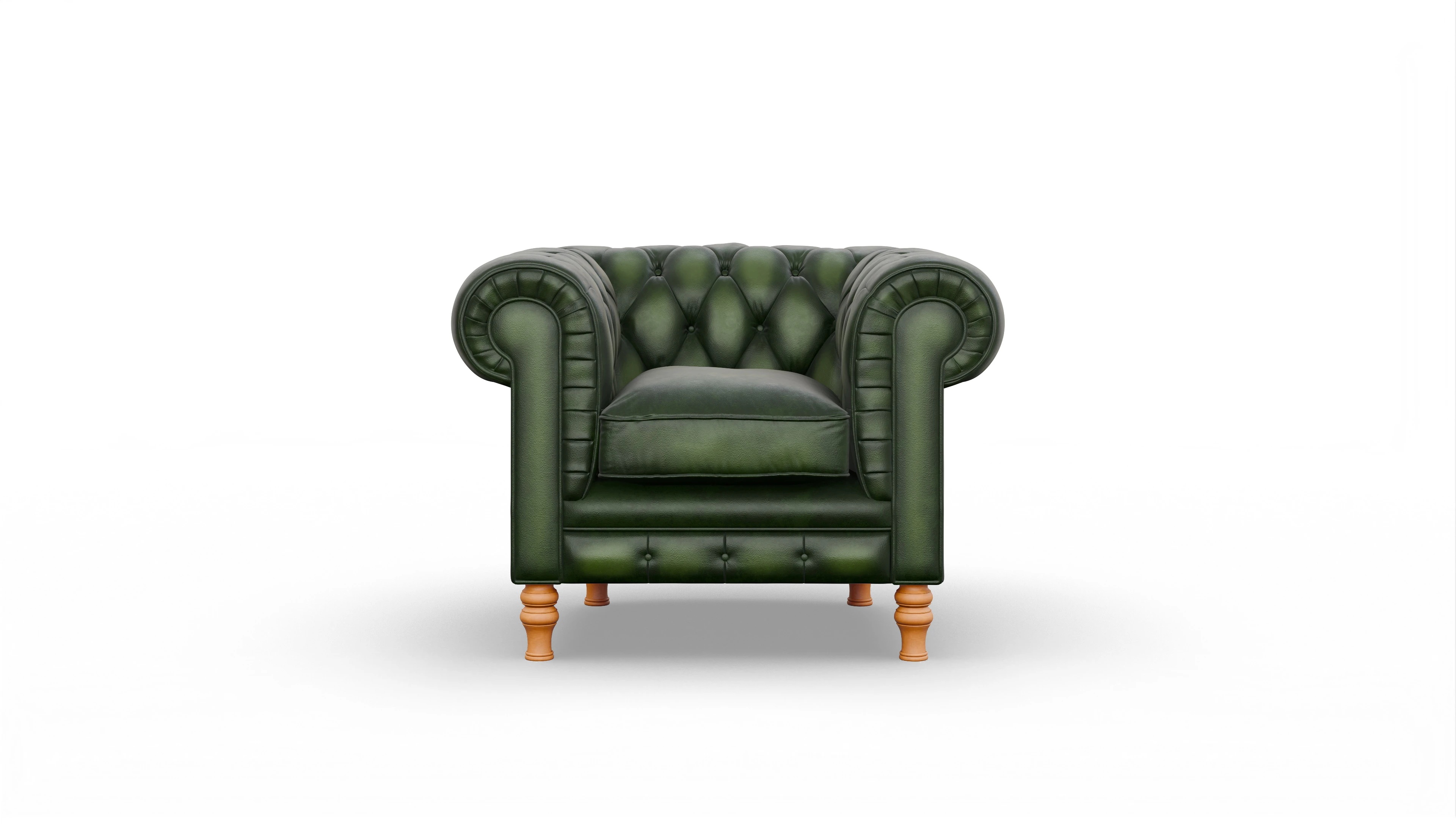 Chesterfield Sessel Countess Ansicht des Produktes Countess Sessel in Leder grün
