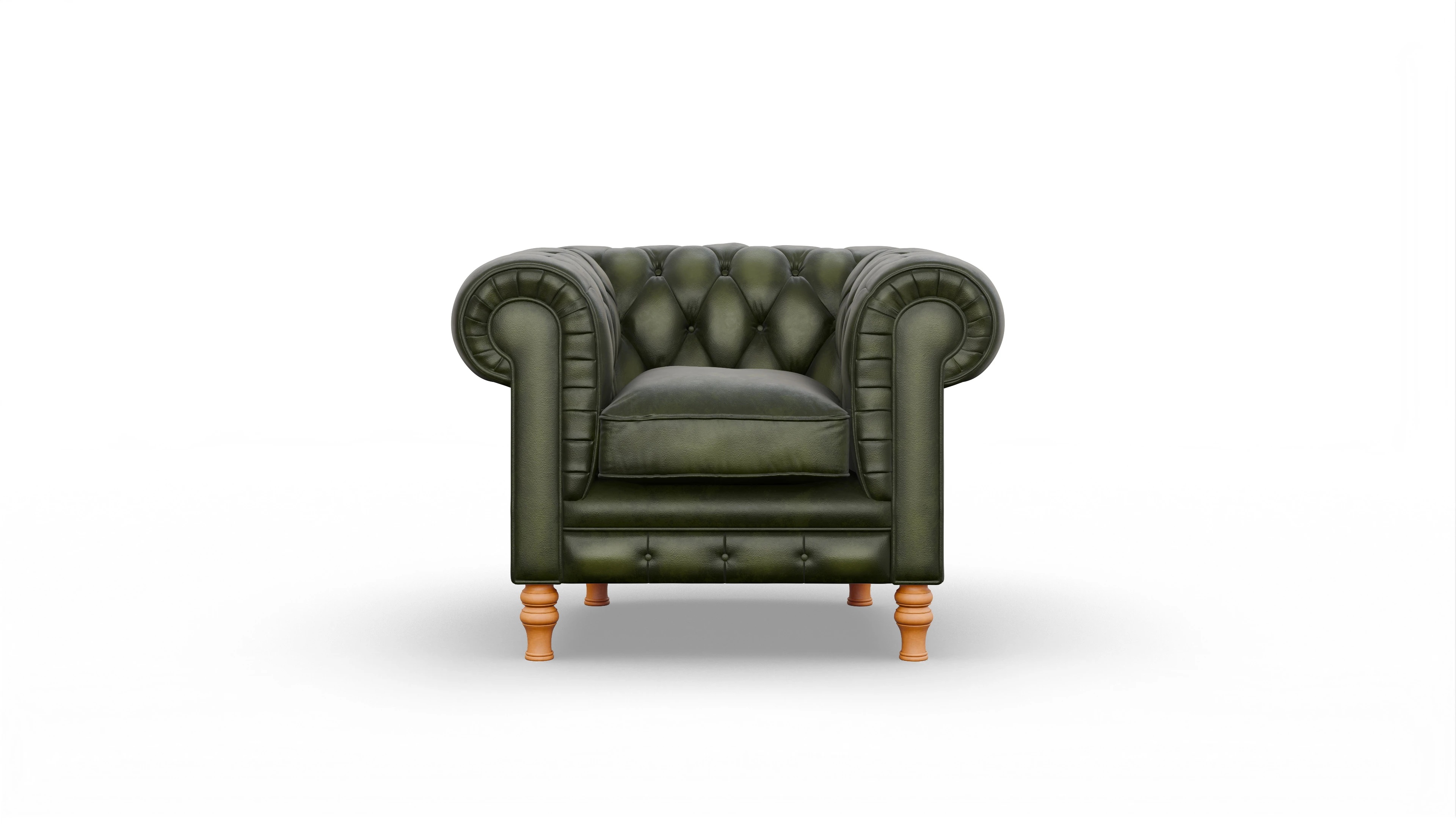 Chesterfield Sessel Countess Ansicht des Produktes Countess Sessel in Leder grün