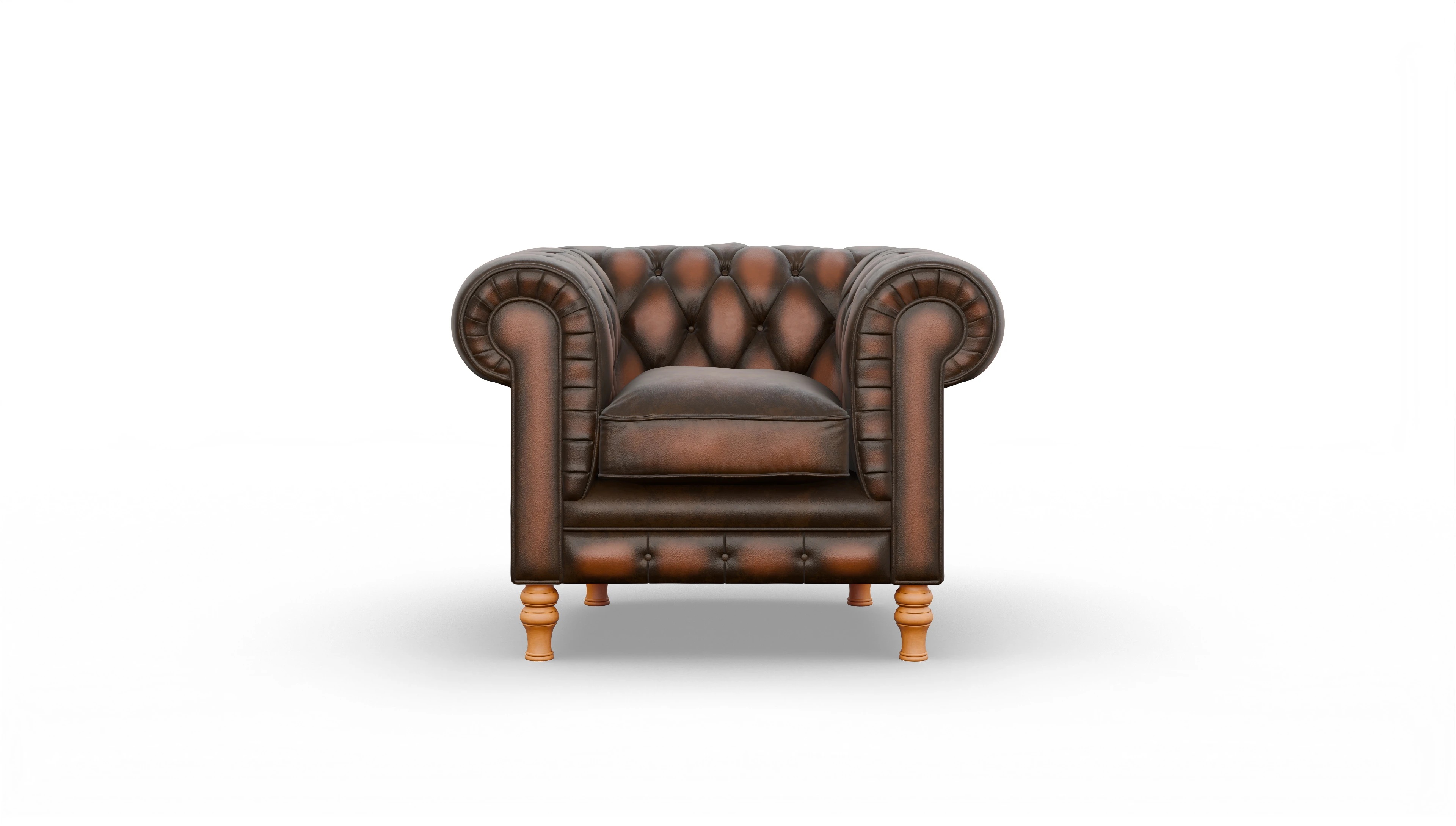 Chesterfield Sessel Countess Ansicht des Produktes Countess Sessel in Leder braun