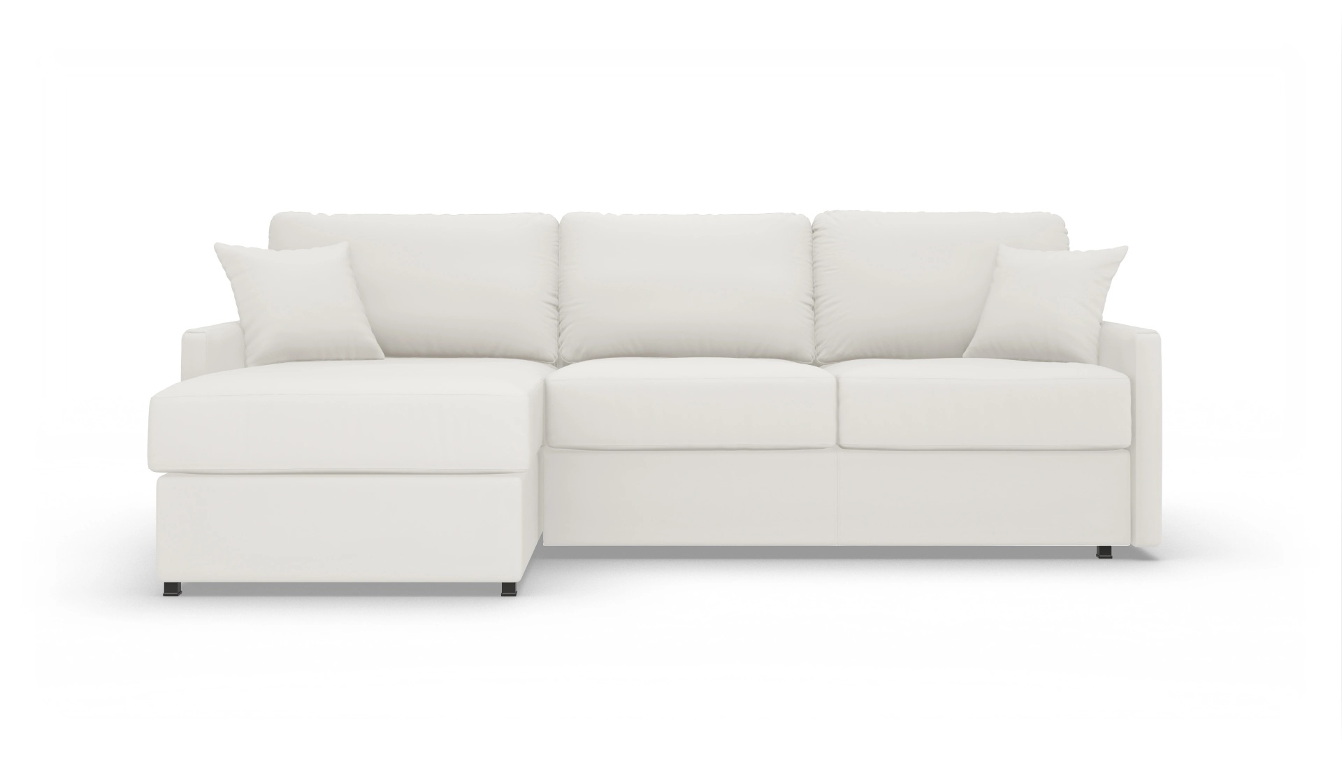 Leder-Schlafsofa Karlstad Ansicht des Produktes Karlstad Sofa mit Rec links in Leder weiß