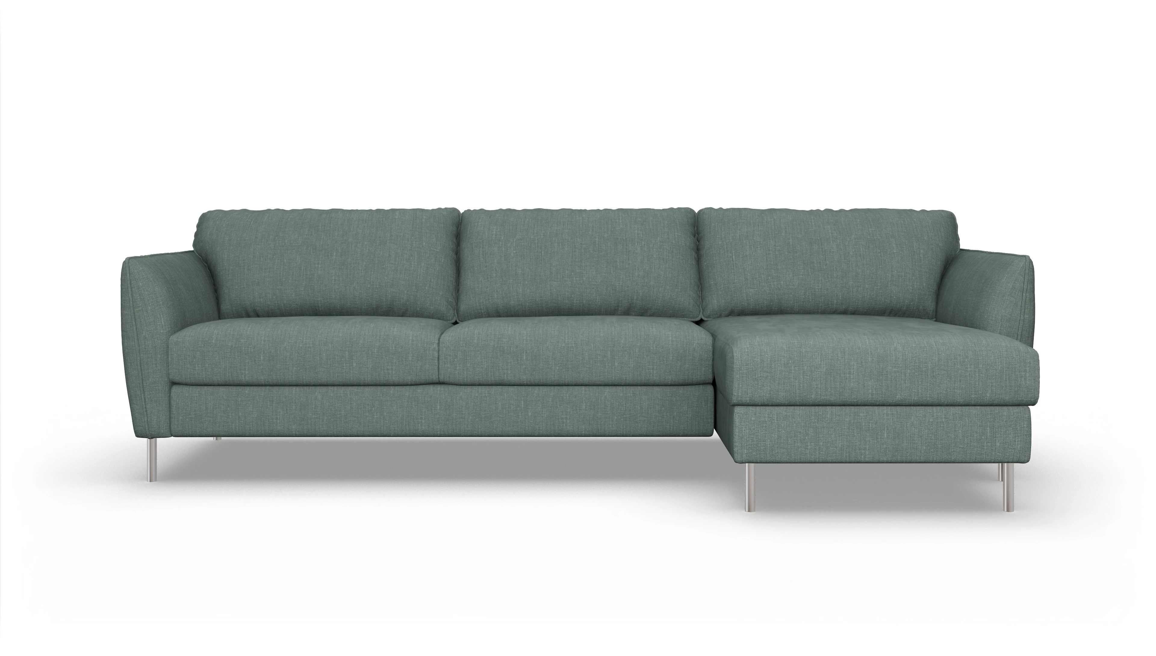 Ansicht des Produktes Eriksen Sofa mit Rec rechts in Stoff grün
