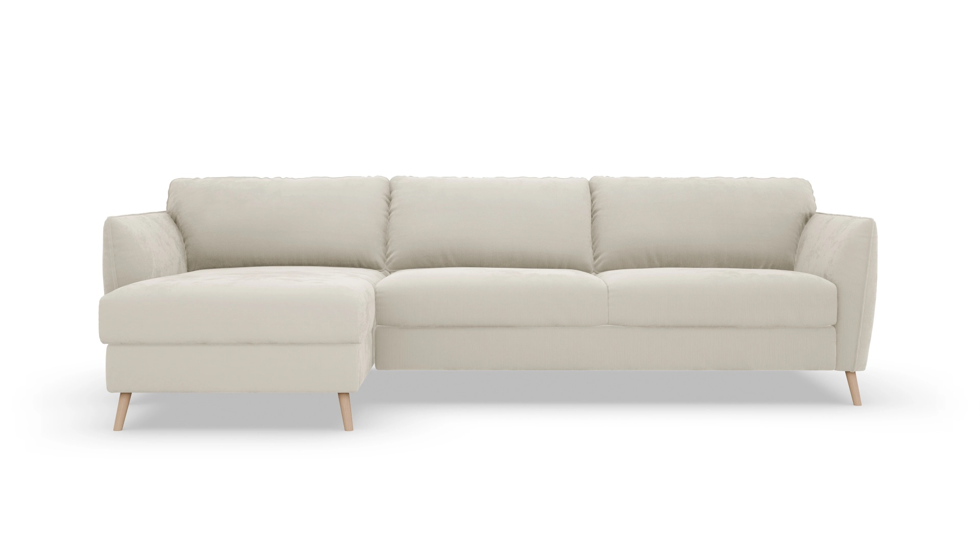 Schlafsofa Eriksen Ansicht des Produktes Eriksen Sofa mit Rec links in Cord weiß
